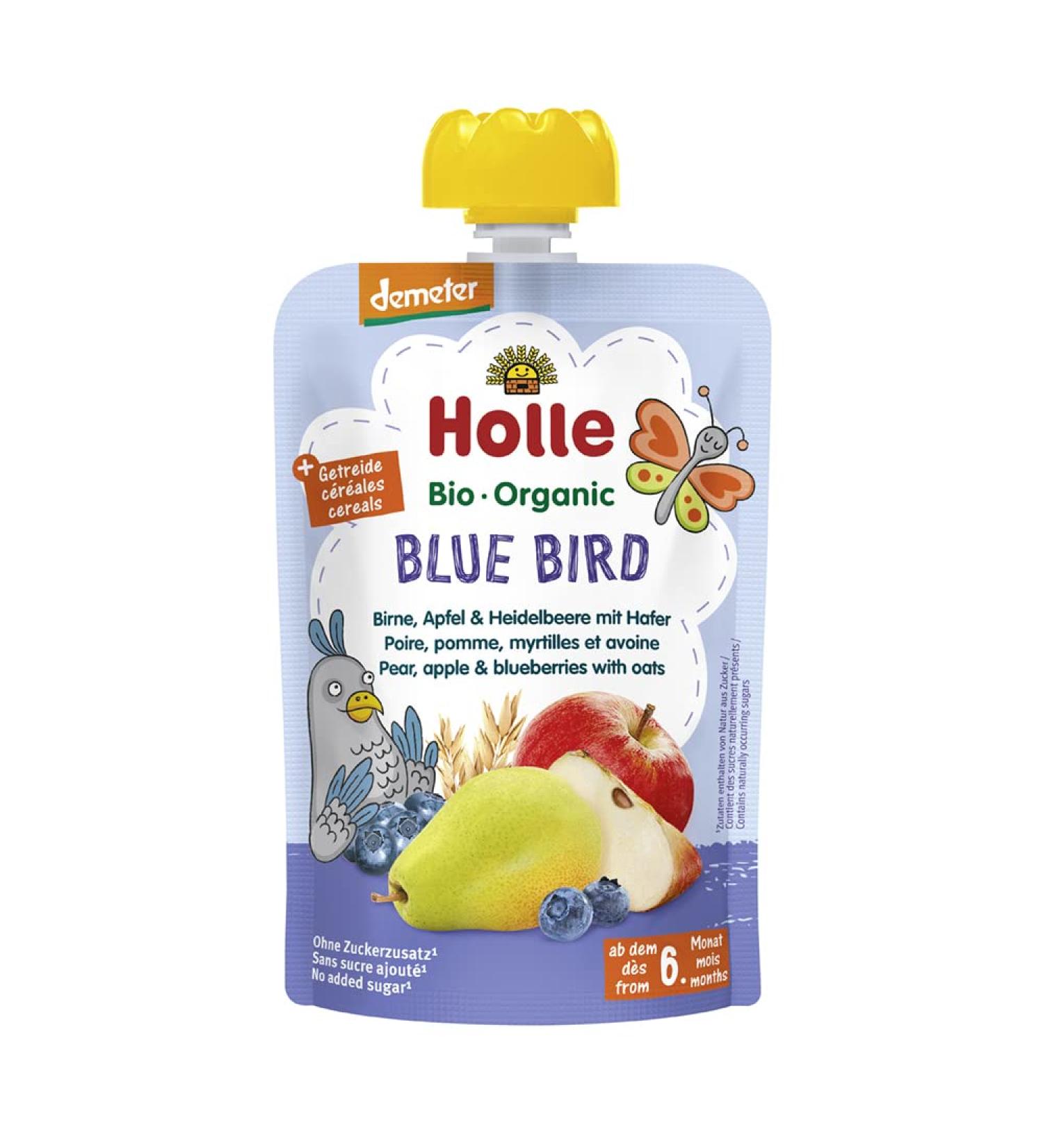 Holle Pouchy Bottle Pear Apple Blueberry Oat Organic +6m 100g