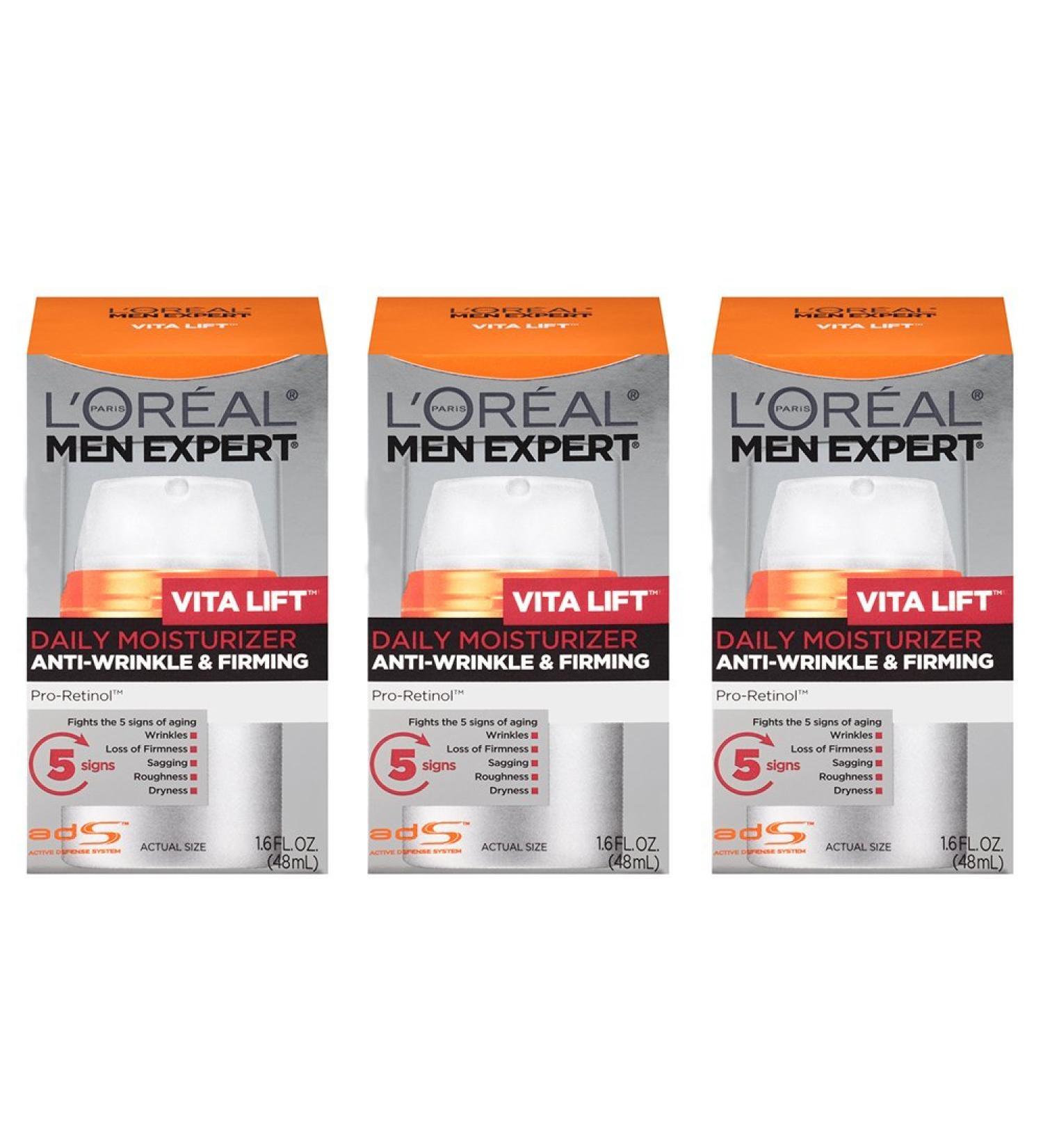 L'Oreal Paris Skin Care Men Expert Vita Lift Anti-Wrinkle and Firming Daily Moisture 3 Count 1.6 Fl Oz (Pack of 3)