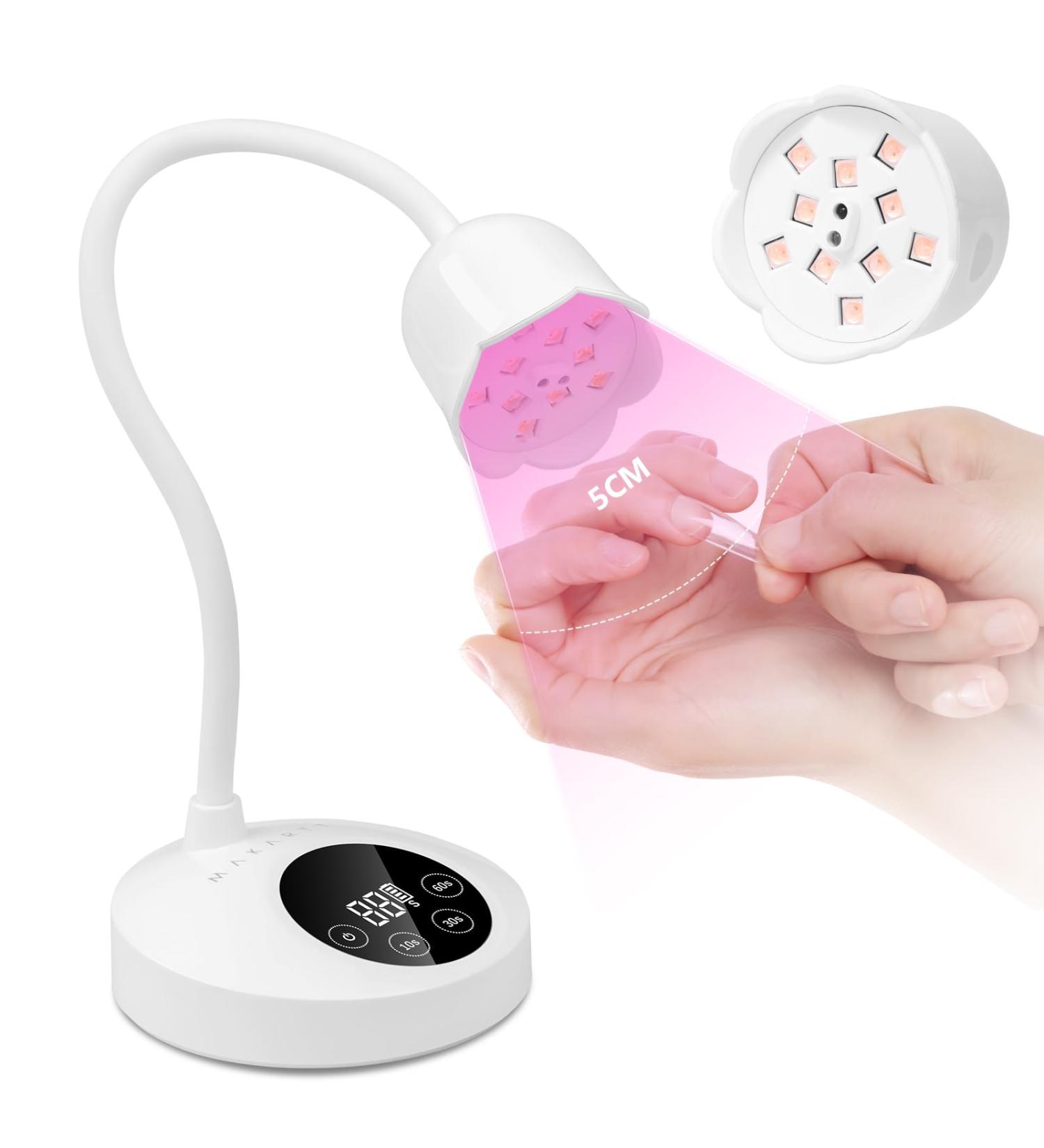 Makartt UV Nail Lamp - Mini 10W Rechargeable LED Nail Dryer with Auto Sensor & Timers for Gel Nails - Perfect for Home DIY Manicure - Buy Online on GoSupps.com