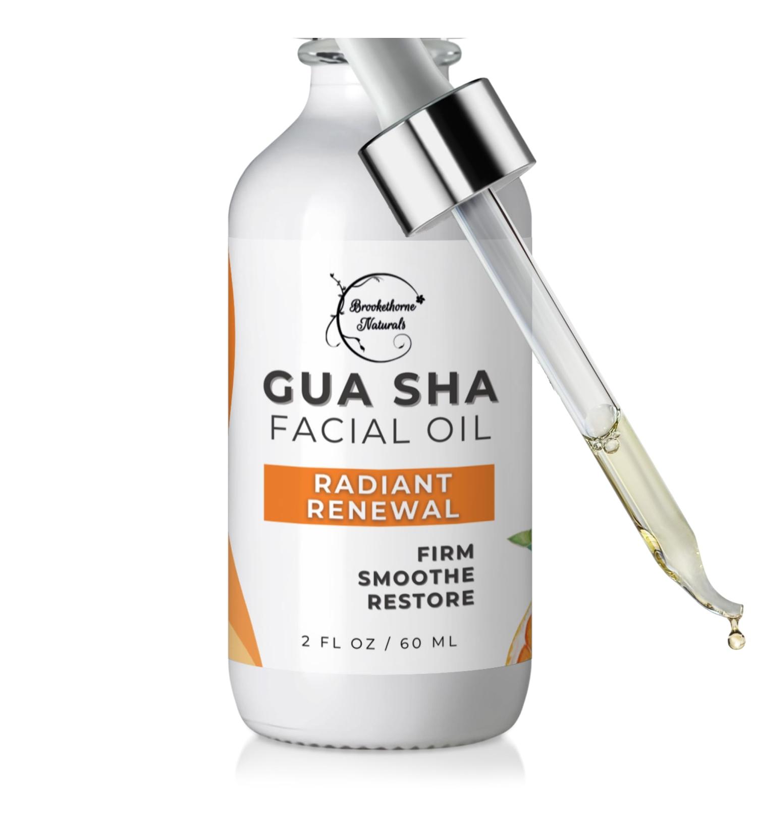 Brookethorne Naturals Gua Sha Oil | 100% Natural Hydrating Facial Oil with Jojoba Rosehip & Argan | Firm & Restore Radiance | Ideal for Gua Sha Massage & Dermaplaning - Buy Online on GoSupps.com