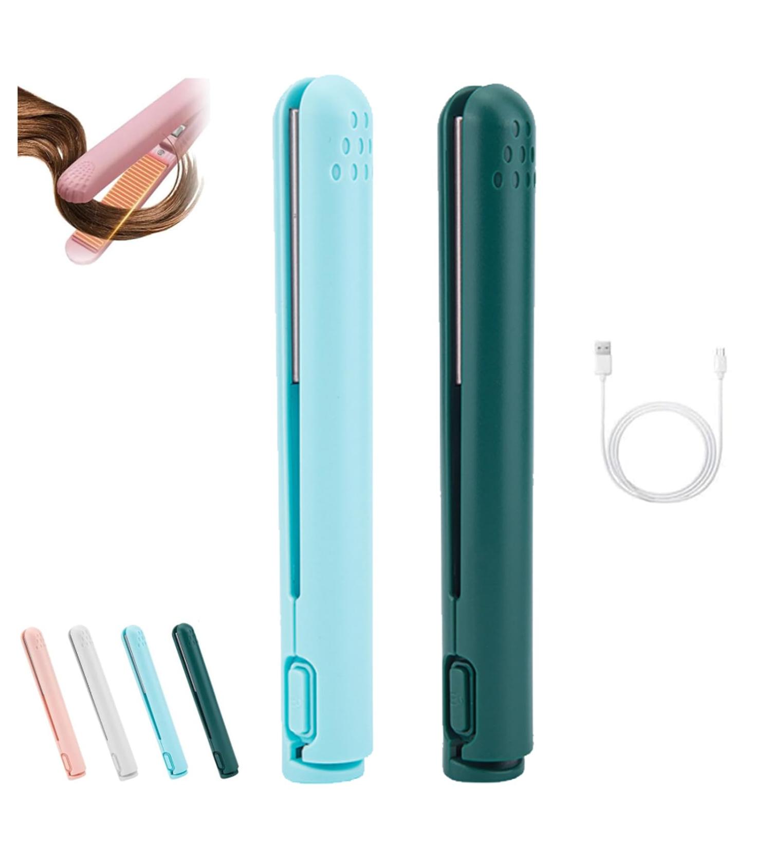 Mini Dual-Purpose Curling Iron Ceramic Mini Hair Curler Portable Mini Curling Iron Travel USB Rechargeable Curling Wand Mini Dual-Purpose Curling Iron for Short Hair (Blue+Green) - Buy Online on GoSupps.com