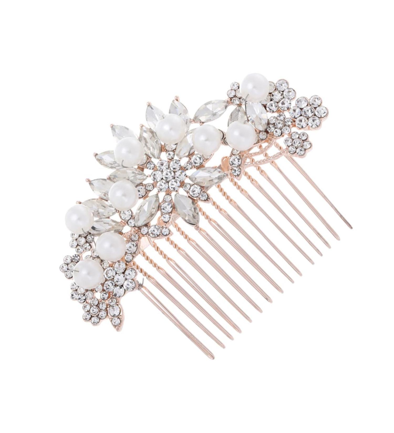 Angoily Fashion Headwear Pearl Comb Crystal Hair Comb Vintage Hair Comb Bridal Hair Comb Pearl Hair Pin Rhinestone Hair Clip Photography Props Bride Wedding Hair Accessories - Buy Online on GoSupps.com