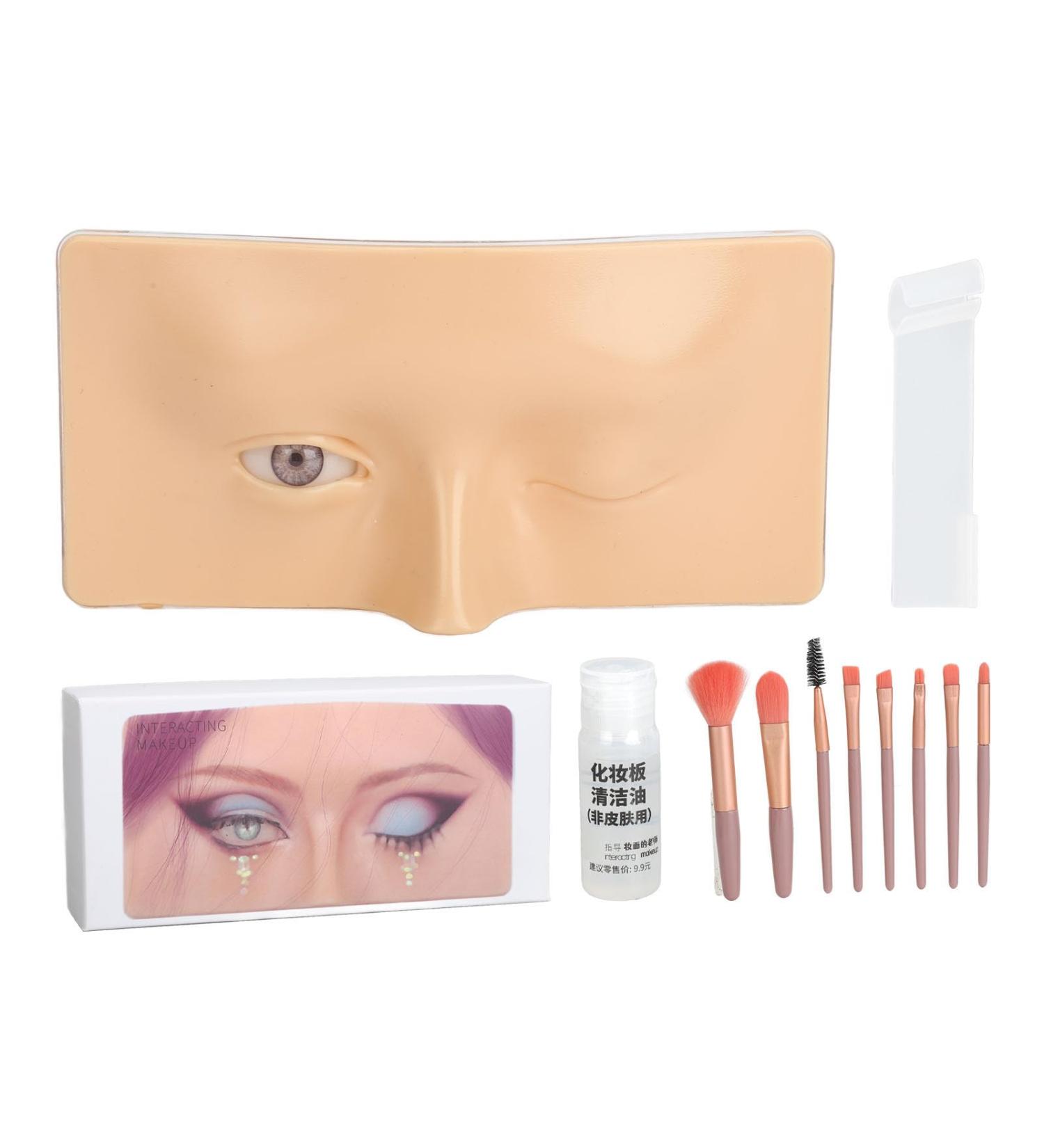 Dekaim Makeup Practice Board Silicone Face Eye Makeup Practice Board with Eyeshadow Brush for Self-taught or Professional Enthusiasts (White Skin) - Buy Online on GoSupps.com