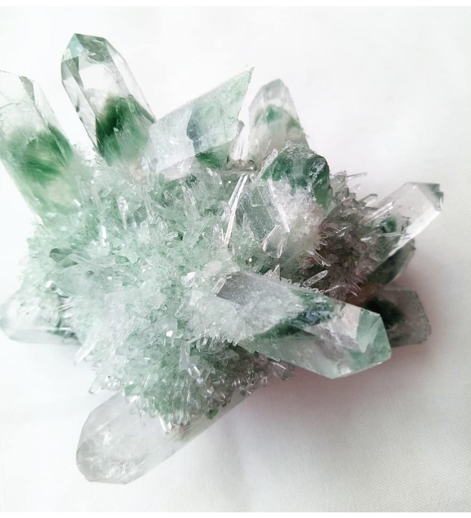 257g Green Ghost Cluster Crystal Stone Clear Quartz Crystal Cluster Natural Specter Quartz Cluster Specimen - Stones - Full of Texture - Buy Online on GoSupps.com