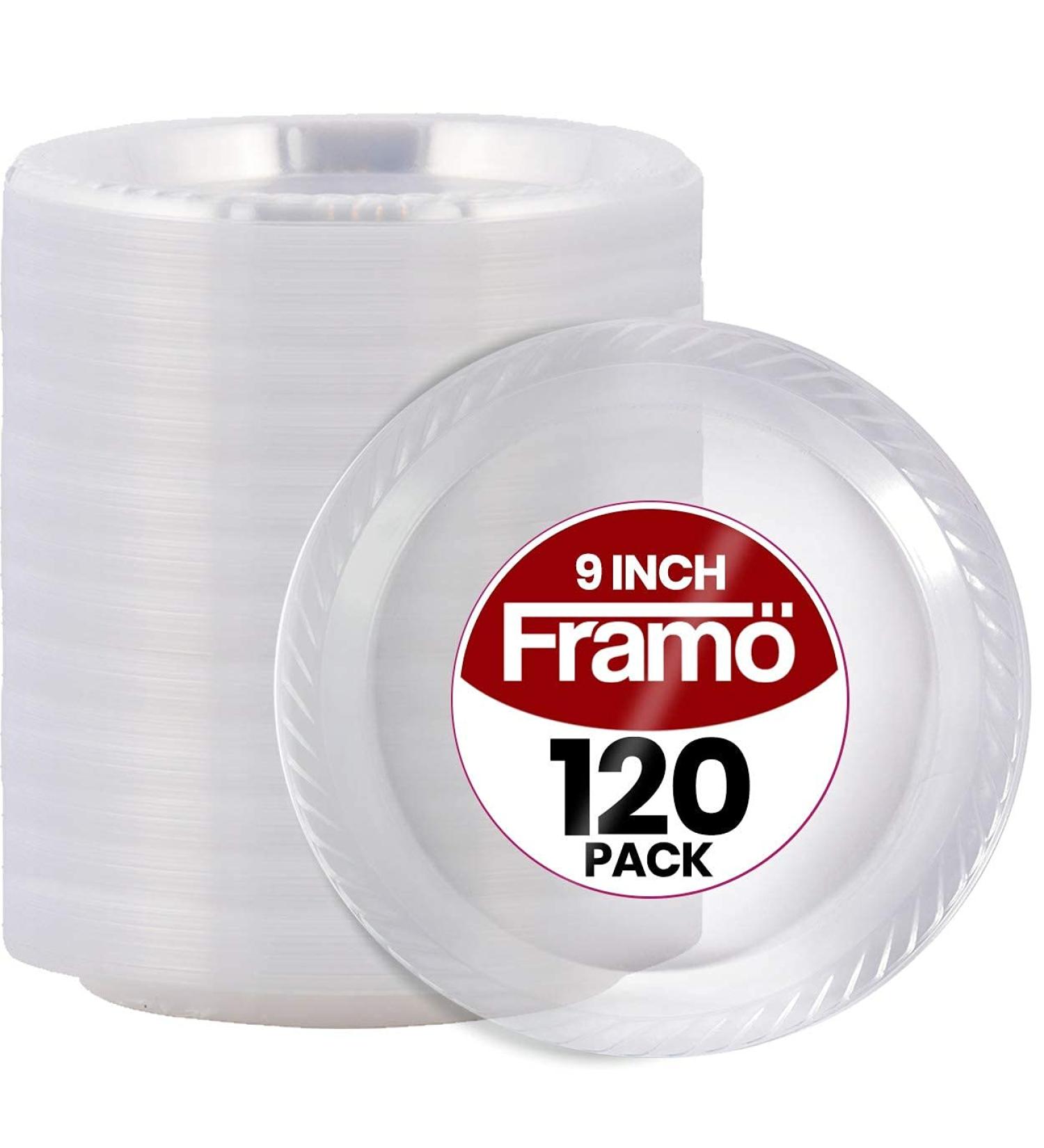 9 Inch Disposable Clear Plastic Plates - 120 Pack for Parties, Dinners, BBQs, Travel & Events | Microwaveable & Convenient by Framo - Buy Online on GoSupps.com