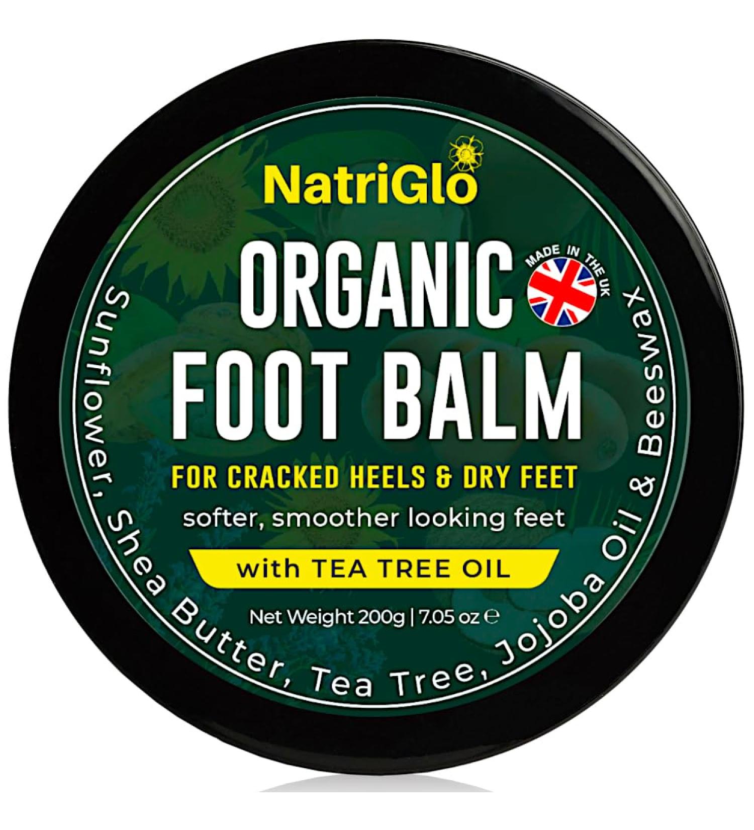Organic Foot Cream for Cracked Heels & Dry Skin - Antifungal Treatment with Tea Tree Oil & Shea Butter - 200g by NatriGlo - Buy Online on GoSupps.com