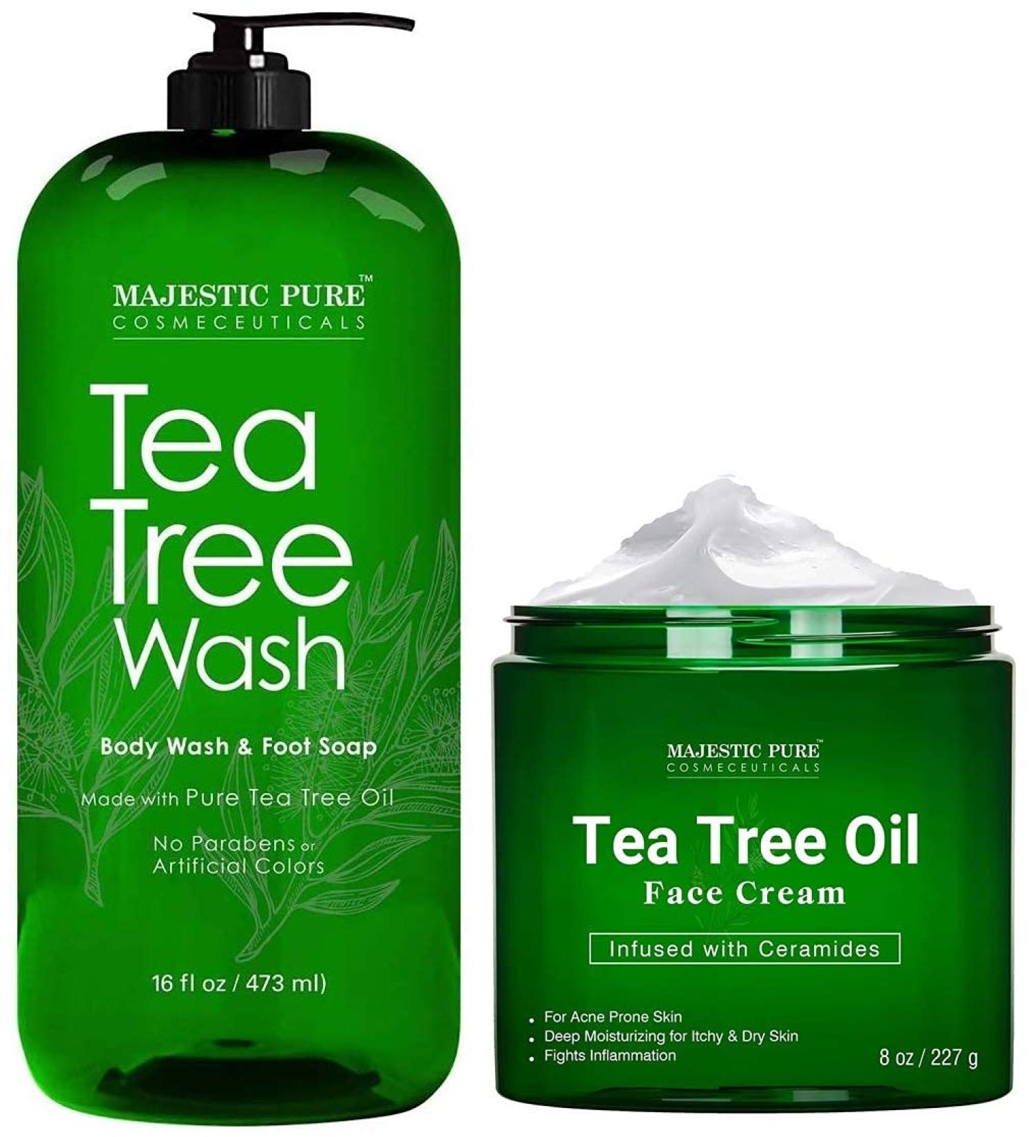 MAJESTIC PURE Tea Tree Body Wash and Tea Tree Face Cream Bundle - Buy Online on GoSupps.com
