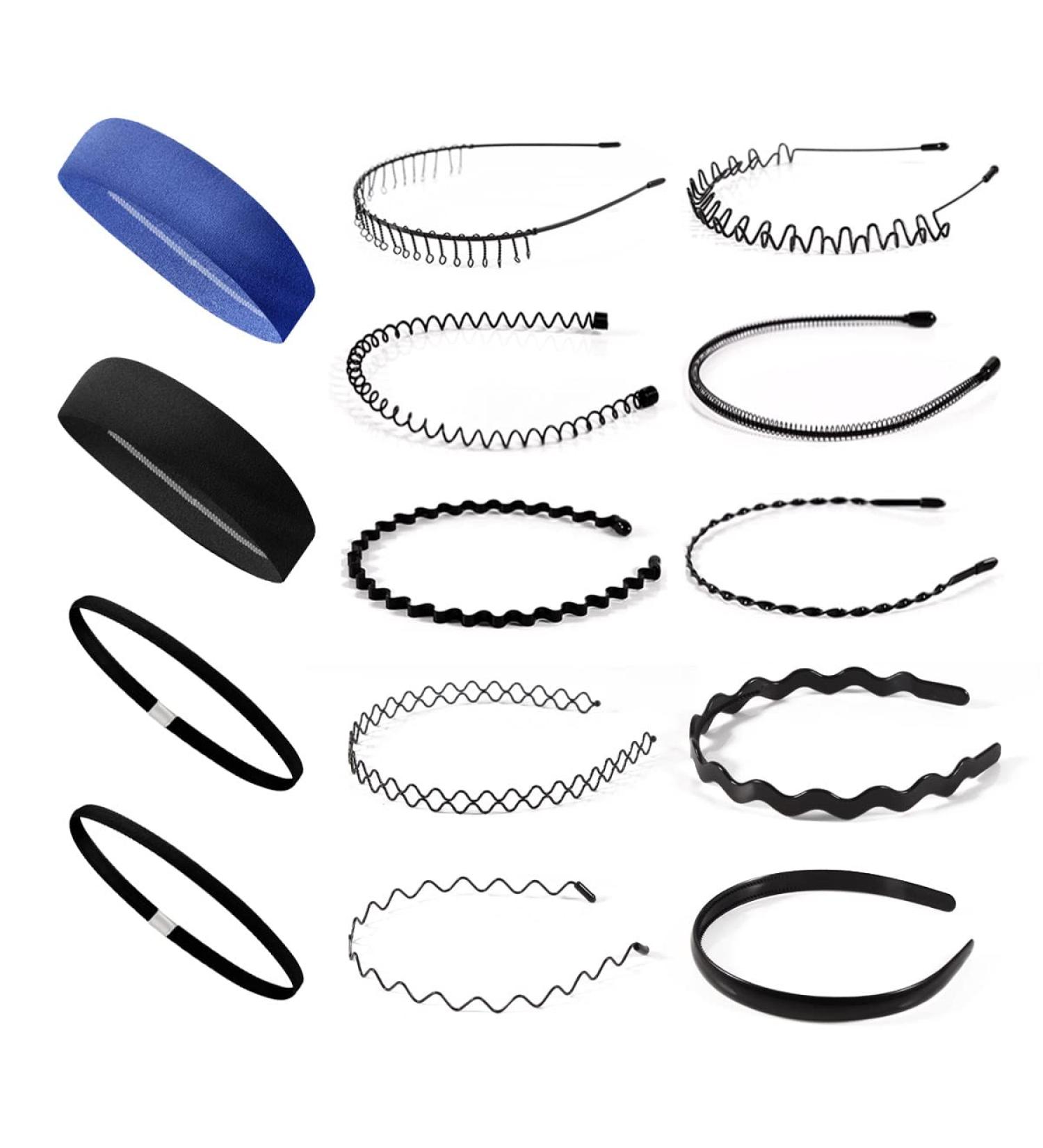 Shop Unisex Metal Hair Bands - 14 PC Slip-Resistant Elastic Accessories for Sports Yoga & Concerts - Buy Online on GoSupps.com