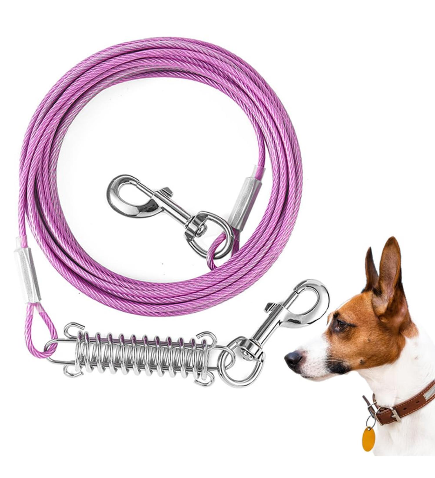 Mi Metty 50ft Dog Tie Out Leash with Shock-Damping Spring - Durable Linen for Medium to Large Dogs - Perfect for Courtyards - International Shipping Available - Buy Online on GoSupps.com