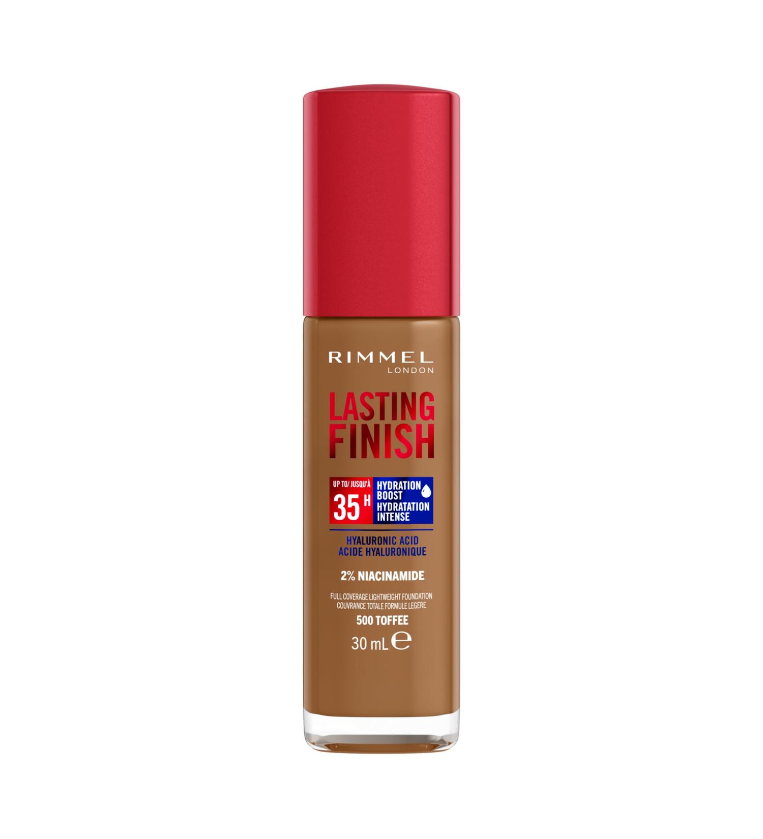 Rimmel London - Lasting Finish 35 Hour Foundation Long-Wearing Hydrating Vegan Formula Full-Coverage - Toffee 1 count (Pack of 1) Toffee - 500 - Buy Online on GoSupps.com