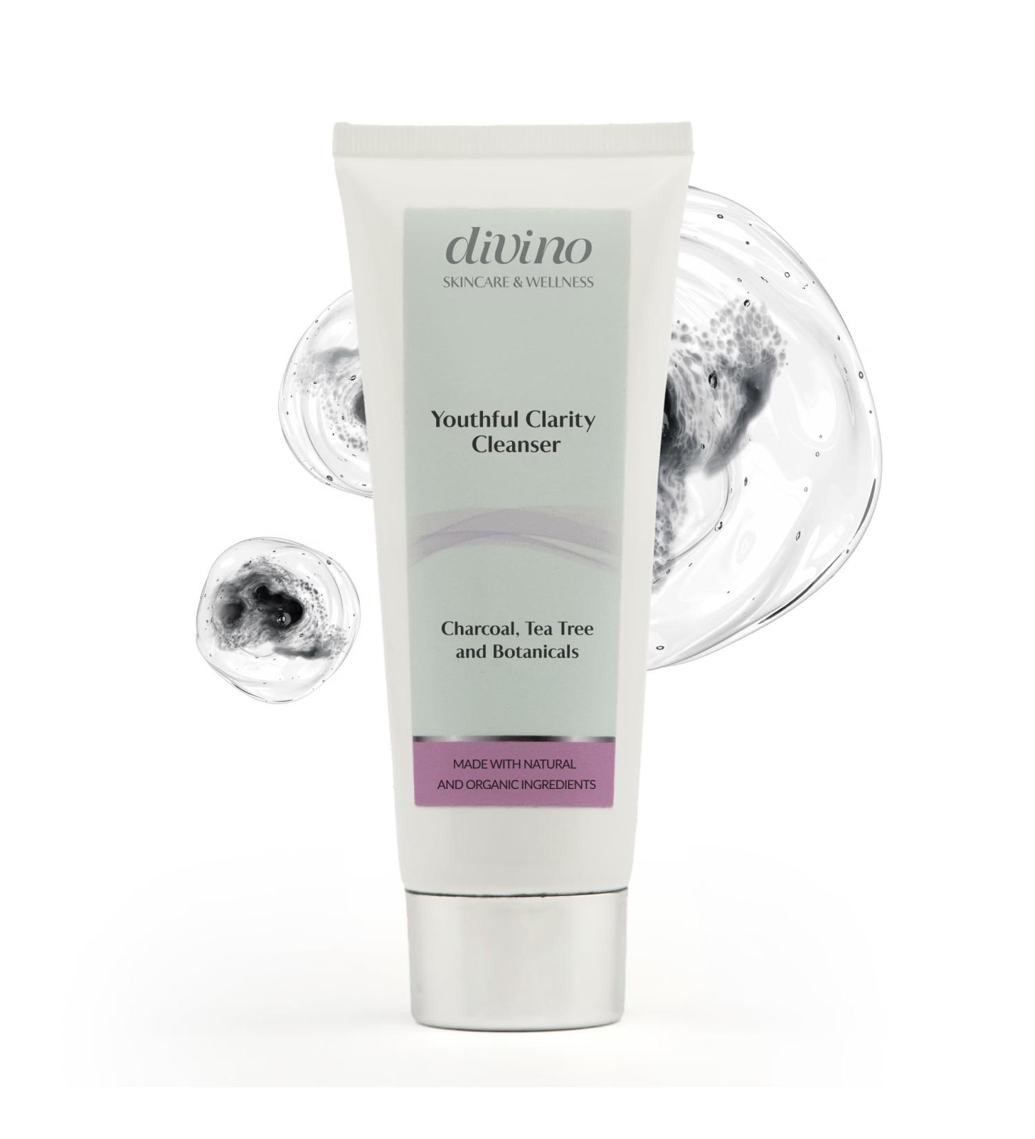 Divino Skincare & Wellness Radiant Revival Cleanser | 2-in-1 Youthful Clarity with Charcoal Aloe Vera & Tea Tree - Natural Ingredients for Glowing Skin - Buy Online on GoSupps.com