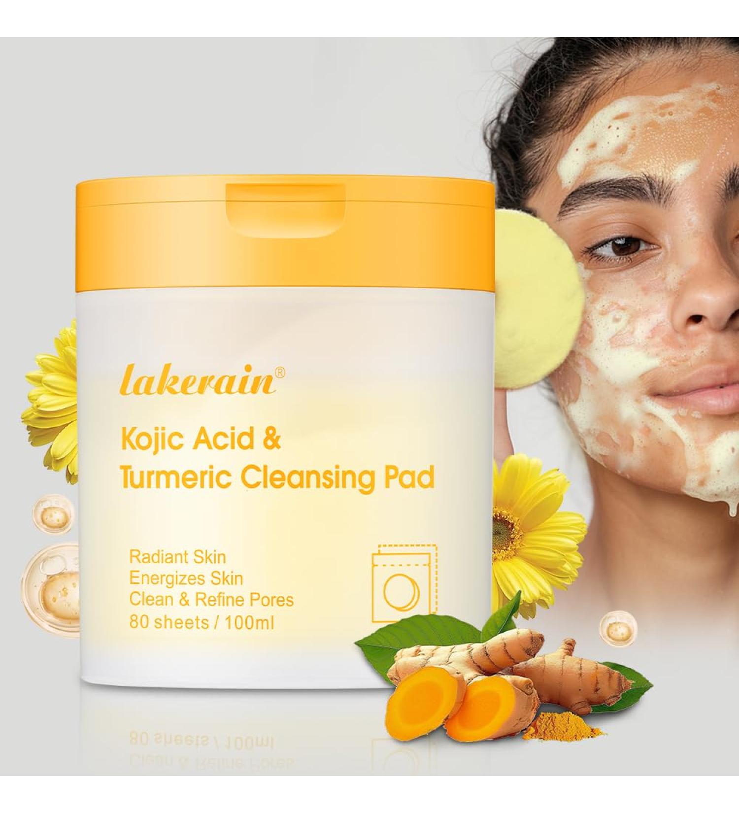 Turmeric Kojic Acid Cleansing Pads for Face - Balance Oil & Water Gentle & Non-Irritating - 80 Count | International Shipping Available - Buy Online on GoSupps.com