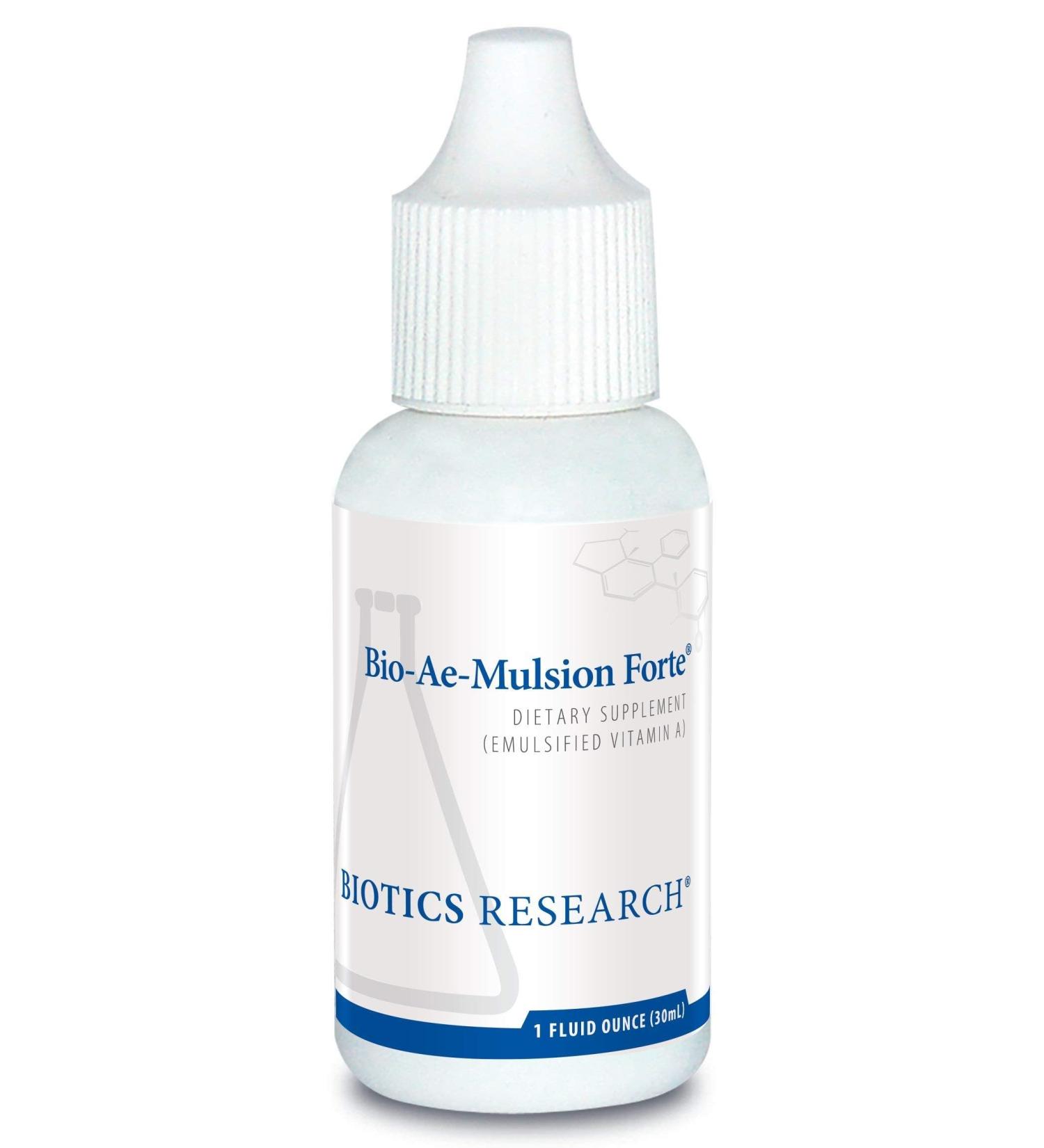 Biotics Research Bio Ae Mulsion Forte 12 500 IU Emulsified Vitamin A for Greater Uptake Utilization Concentrated Promotes Immune Response Aids in Visual Acuity Support Cardiovascular 1Fluid Ounces - Buy Online on GoSupps.com