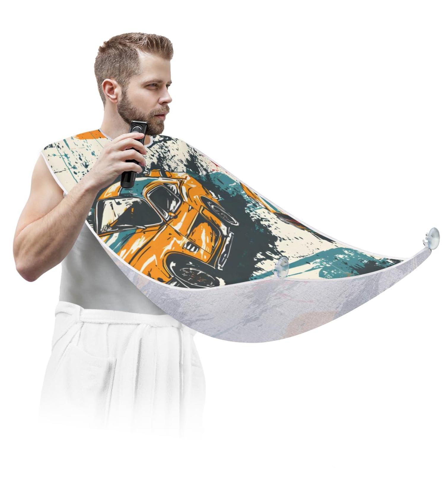 Racing Cars Beard Bib Apron - Hair Catcher for Men | Perfect Father's Day & Anniversary Gift | Durable Beard Bib with Suction Cups - Buy Online on GoSupps.com