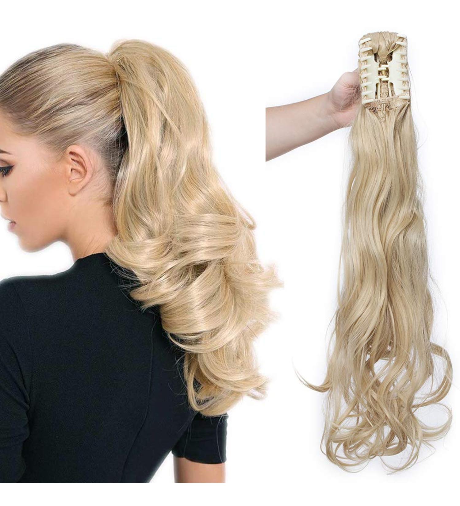 SEGO Ponytail Extension - Pfervie Hair Part Voluminous Wavy Top Hair Piece in Golden Mix Bleach Blonde (24 150g) - Buy Online on GoSupps.com