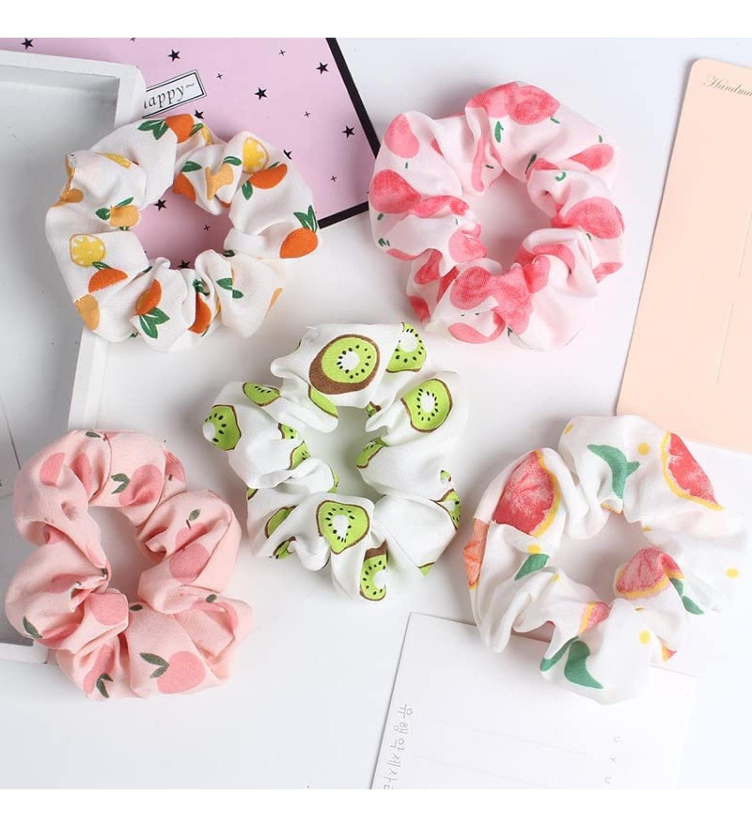 OpenSeseme Floral Hair Scrunchies - 5 Pack Stylish Boho Hair Ties for Women | Soft, Silky, and Cute Hair Accessories for Spring and Summer - Buy Online on GoSupps.com