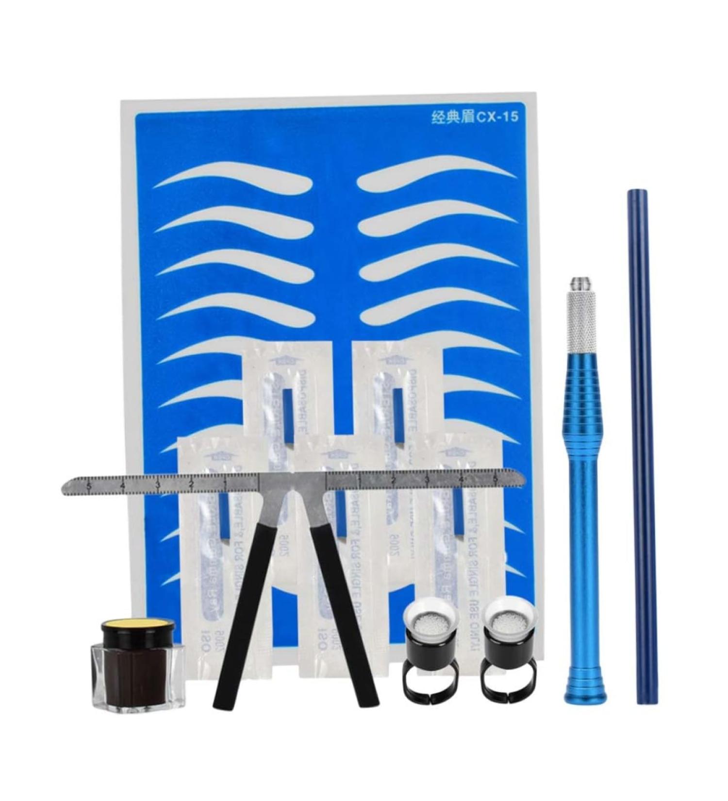 Beatifufu Practice Skin Kit Blue Manual Pencil Positioning Cup Pigment Practice Ruler Dark Pen Rings Skin Three-point Coffee - Buy Online on GoSupps.com