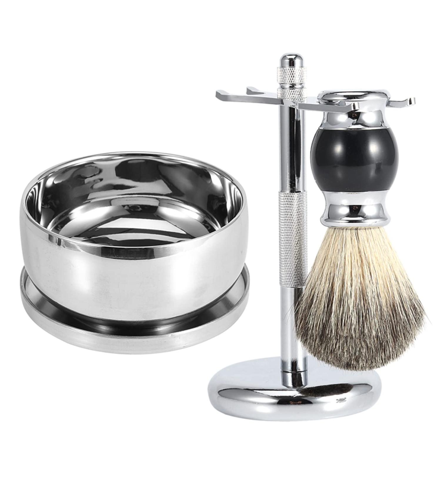 3-in-1 Shaving Brush Set with Bowl & Stand - Professional Razor Tool Holder for Men - Ideal Gift for Grooming - Buy Online on GoSupps.com