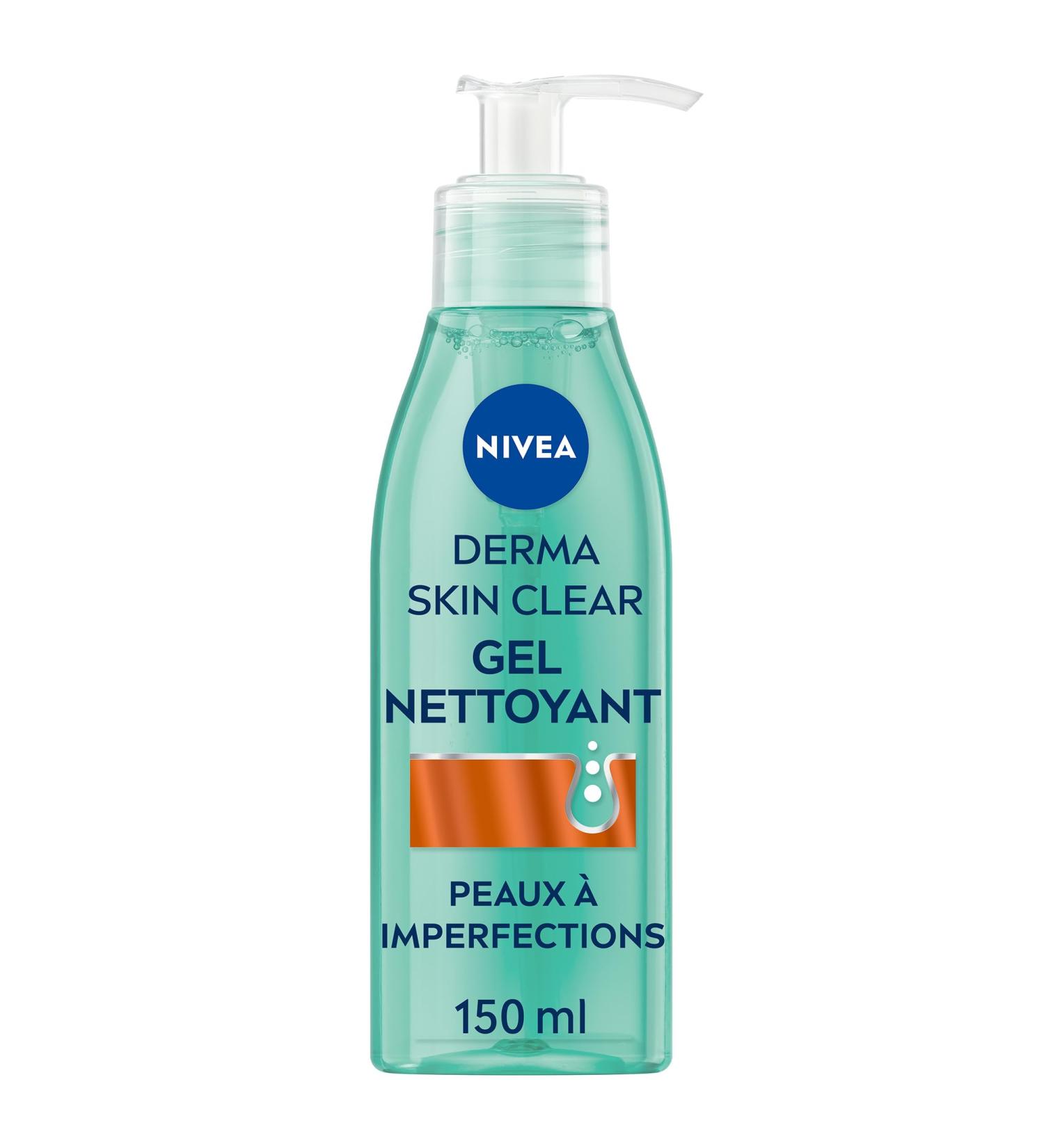 NIVEA Derma Skin Clear Gel Face Wash (1 x 150 ml) Anti-blackhead cleansing care with pure sea salt salicylic acid & niacinamide Face gel for blemish-prone skin - Buy Online on GoSupps.com
