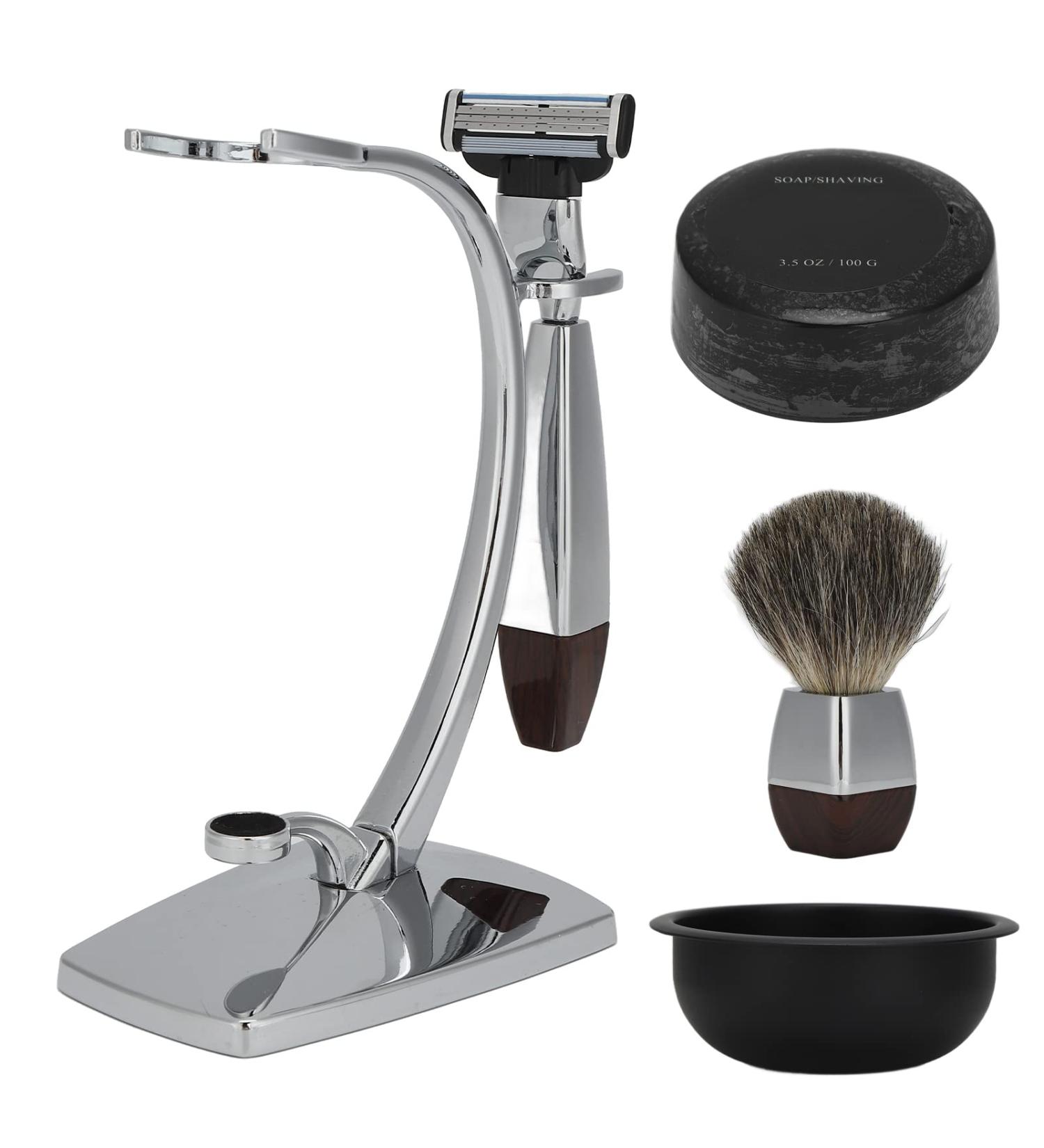 Premium 5-Piece Men's Shaving Set | Manual Shaving Kit with Soap Brush Bowl & Stand - International Shipping Available - Buy Online on GoSupps.com
