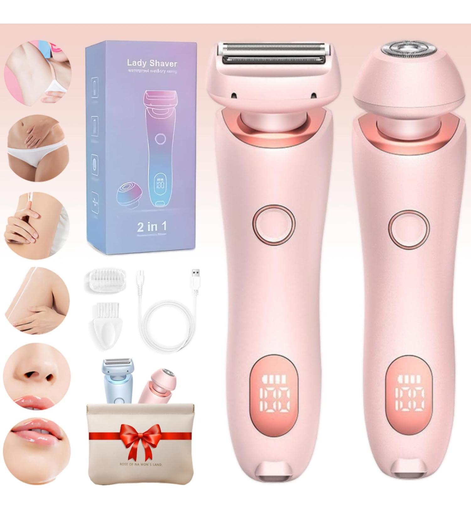 Duskofficial Razor Duskofficial The Glide Pro 3.0 Waterproof Electric Razor 2 in 1 Electric Waterproof Shaver Razors Bikini Trimmer for Women Painless Hair Removal Removable Head (Pink) - Buy Online on GoSupps.com