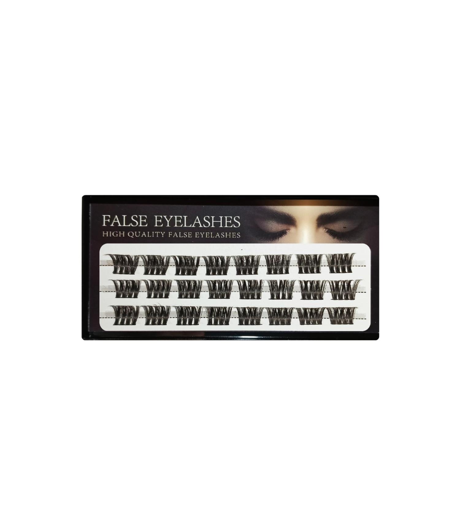 Thick Natural Reusable False Eyelashes - 3 Rows of 01 Segmented Cluster (8mm) | International Shipping Available - Buy Online on GoSupps.com