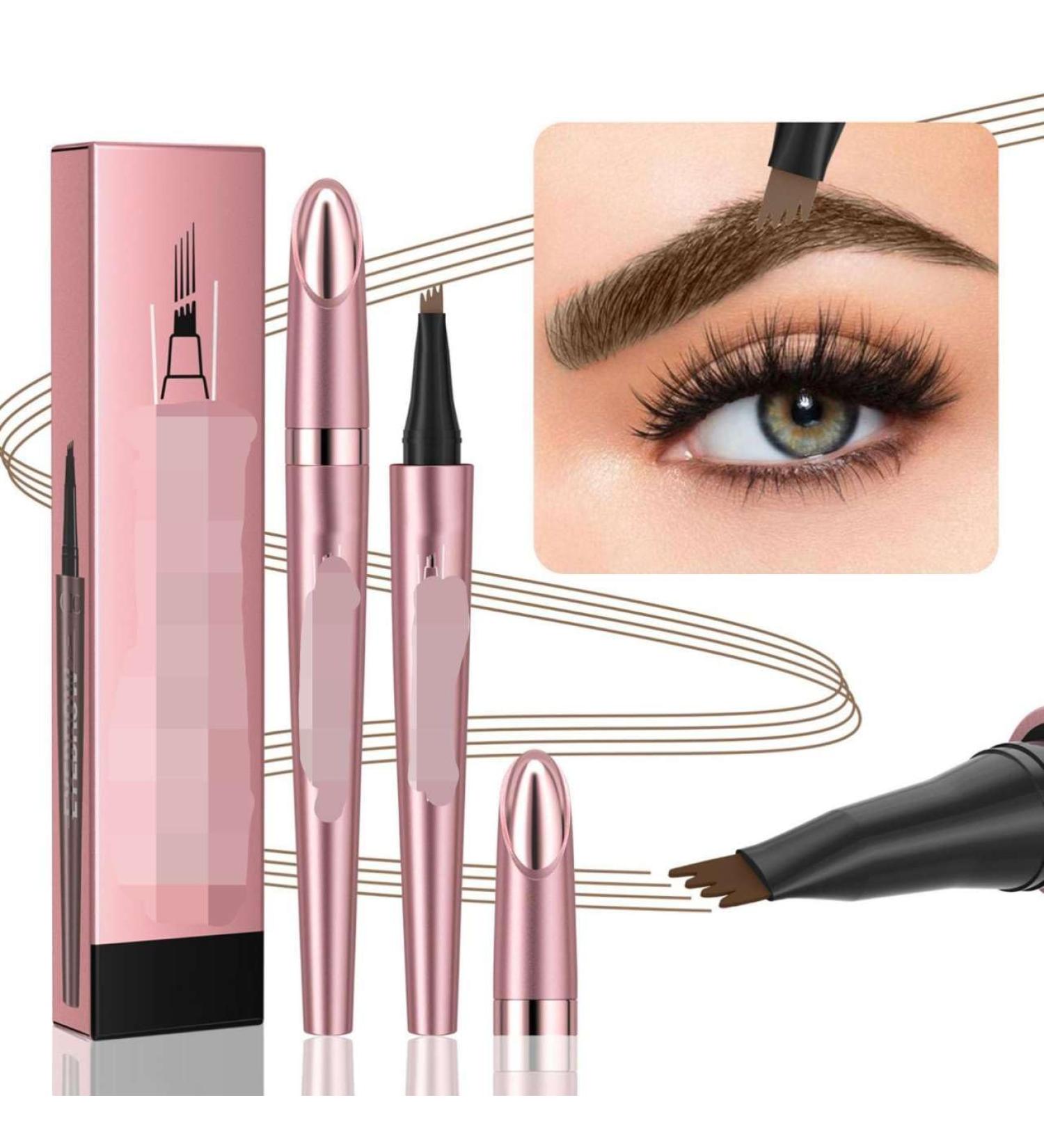 Eyebrow Pencil With 4 Fork Tip Easily Create Long-lasting Natural Eyebrow Makeup 3D Microblading Eyebrow Pencil Waterproof & Stain Resistance Eyebrow Pen (Black) - Buy Online on GoSupps.com