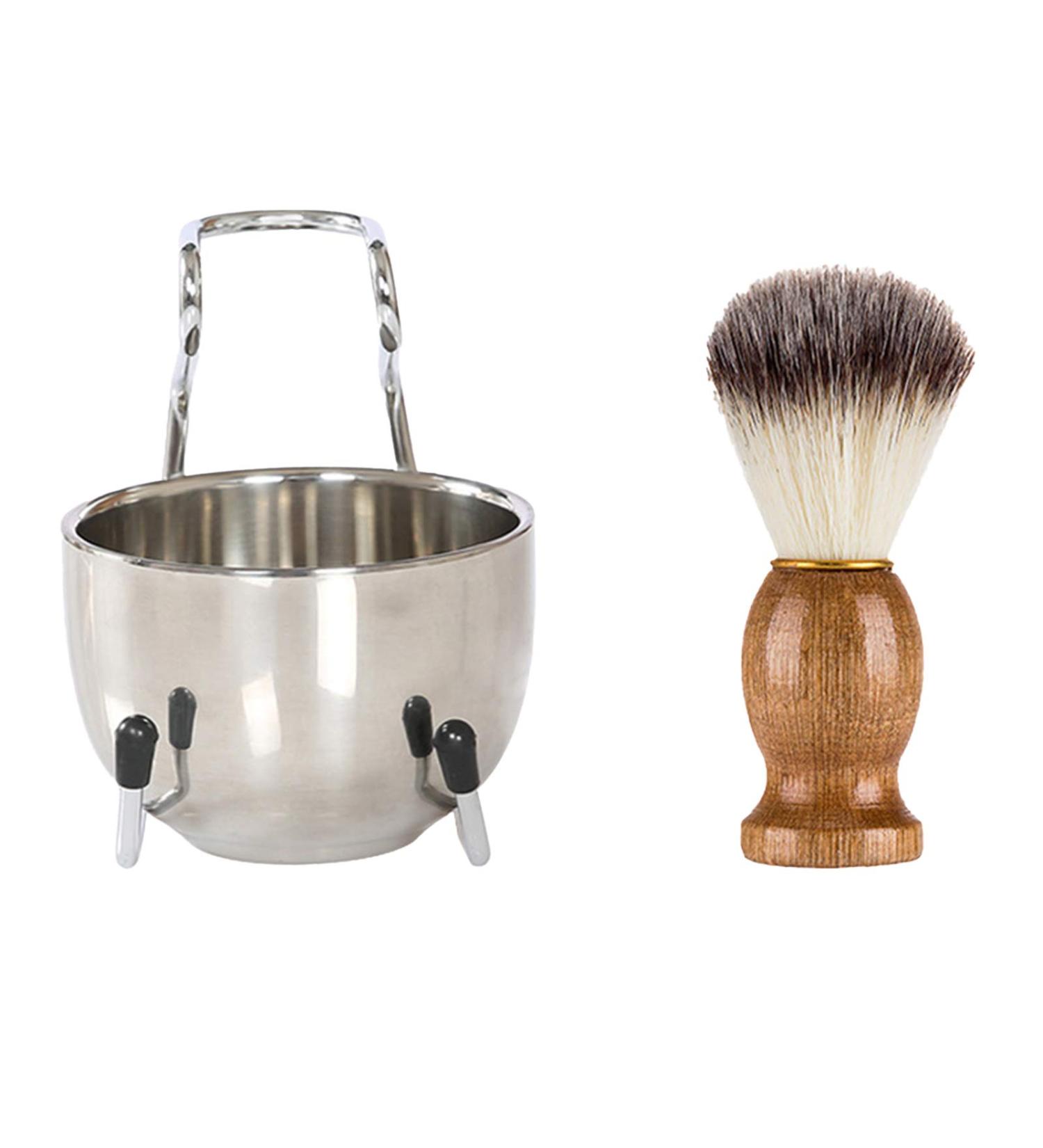 Ruiqas 3 in 1 Shaving Set for Men | Stainless Steel Brush & Soap Dish | Premium Grooming Essentials - Buy Online on GoSupps.com