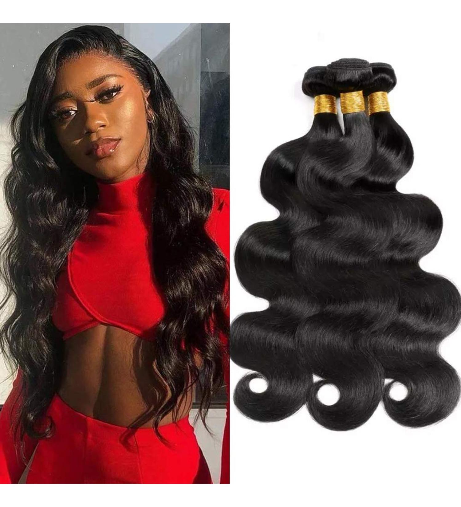 Clarolair Brazilian Body Wave Hair Bundles - 16 18 20 Inch Natural Black Extensions | Premium Human Hair - Buy Online on GoSupps.com