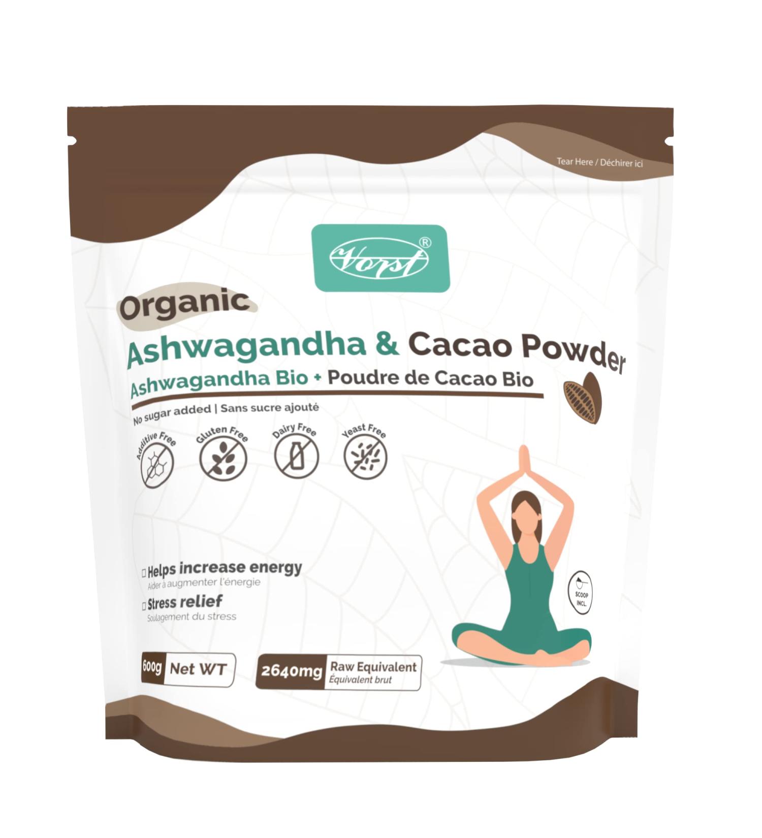 VORST Organic Ashwagandha Powder 2640mg With Cacao | 600g | Stress Relief & Energy | Low Carb & Calorie | Superfood Supplement | Hot Chocolate Mix | Root Powder for Drinks | Gluten-Free & Keto | For Men & Women - Buy Online on GoSupps.com