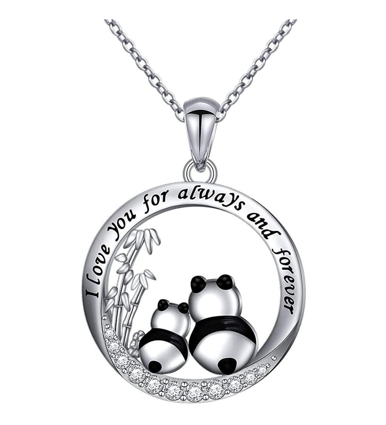 Panda Gifts Necklace for Women Girls Panda Necklaces for Mom Mother Mother's Day Birthday Gift for Wife Daughter Panda Pendant Necklace for Girlfriend Sisters Pandas Jewelry i love you for always and forever