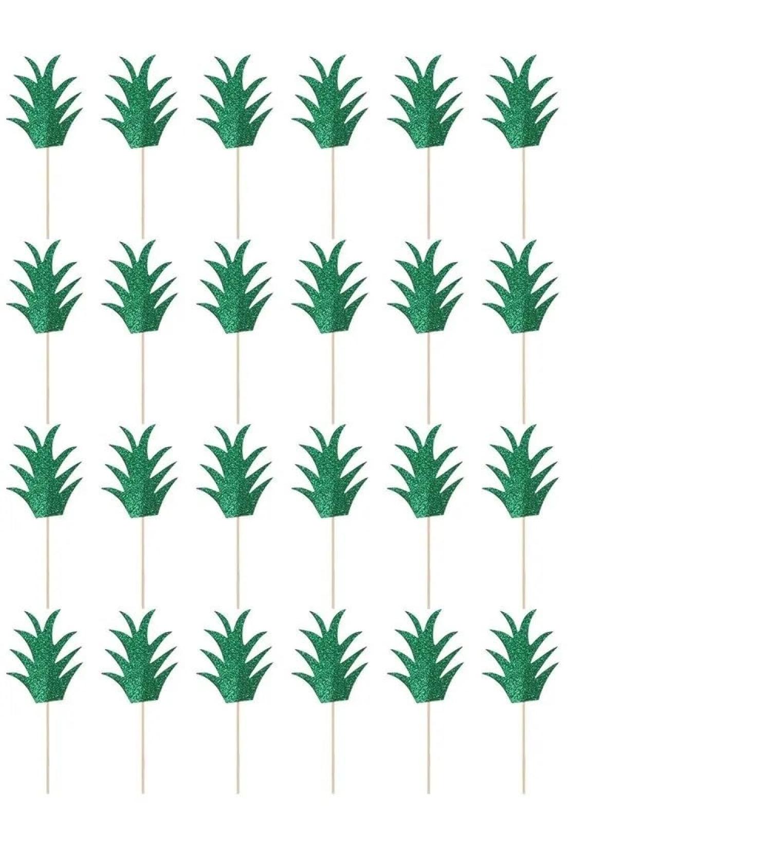 24Pcs Pineapple Cupcake Toppers Green Glitter Summer Tropical Donut Cake Toppers Bridal Birthday 24 Pcs - Buy Online on GoSupps.com
