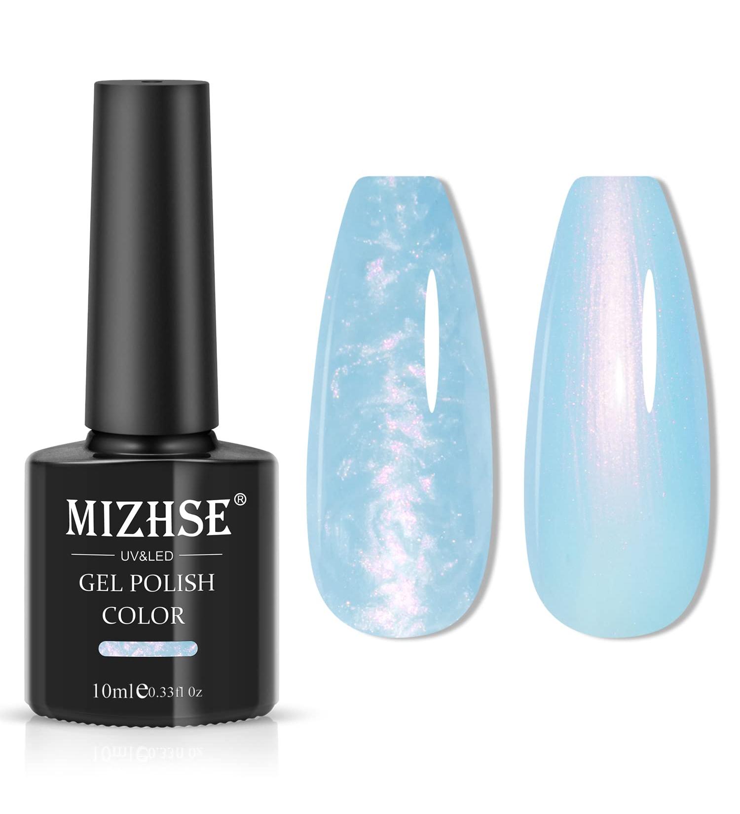 Mizhse Blue Shimmer UV Gel Nail Polish | Pearl Effect Color Gel for Soak Off Nails | 10ml UV LED Lamp Compatible - Buy Online on GoSupps.com
