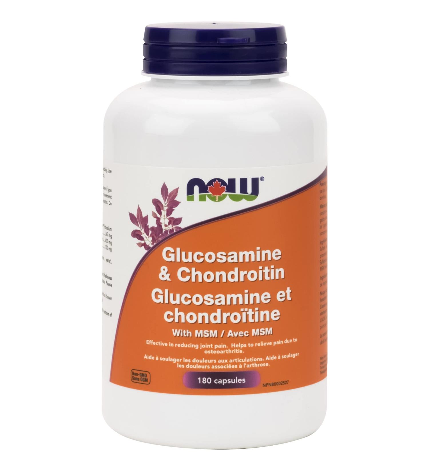 NOW Supplements Glucosamine and Chondroitin Plus MSM Capsules 180 Count - Buy Online on GoSupps.com
