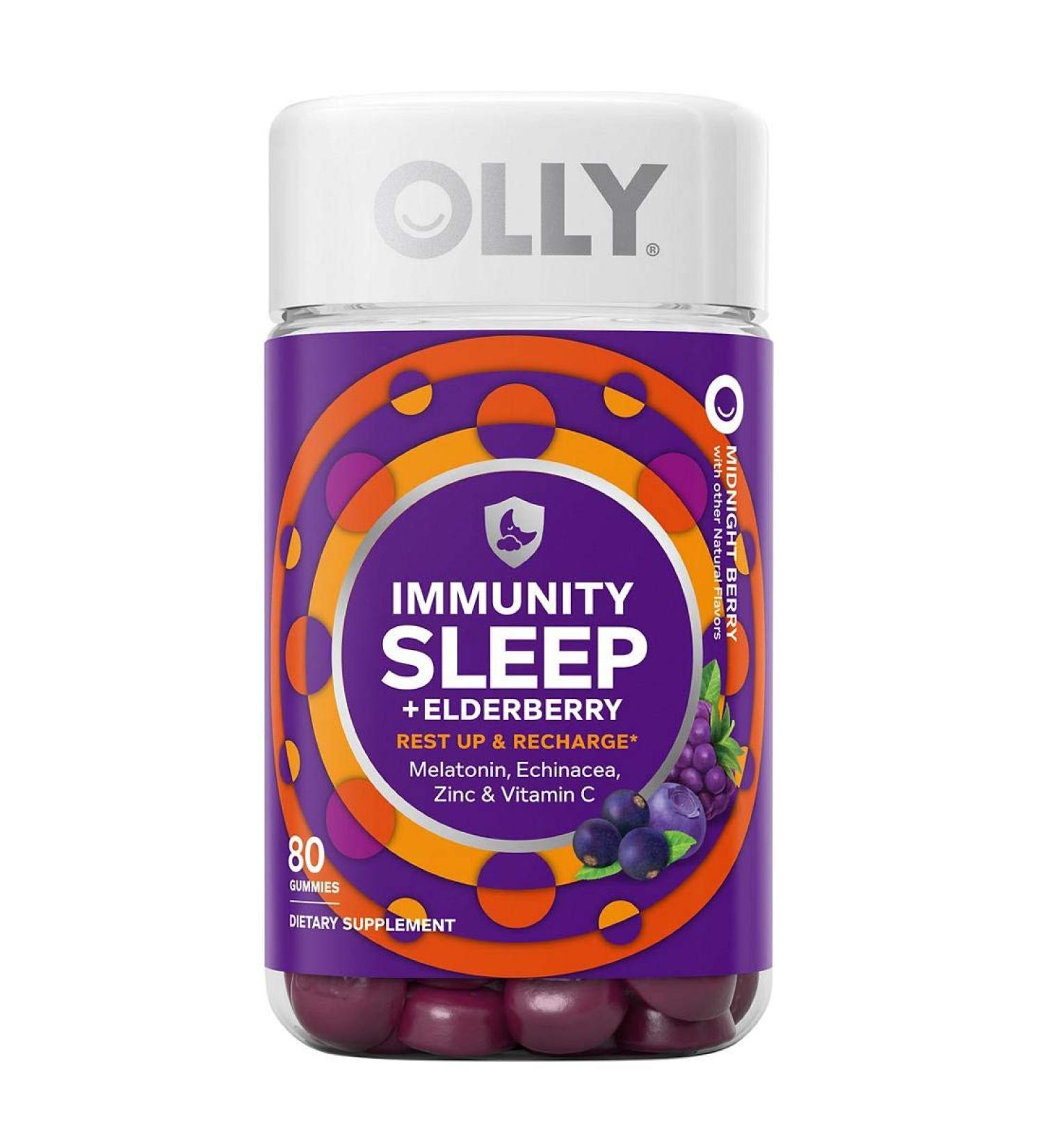 Olly Immunity Sleep Gummy with Melatonin, Elderberry, Echinacea, Zinc, Vitamin C - 80 Gummies - Buy Online on GoSupps.com