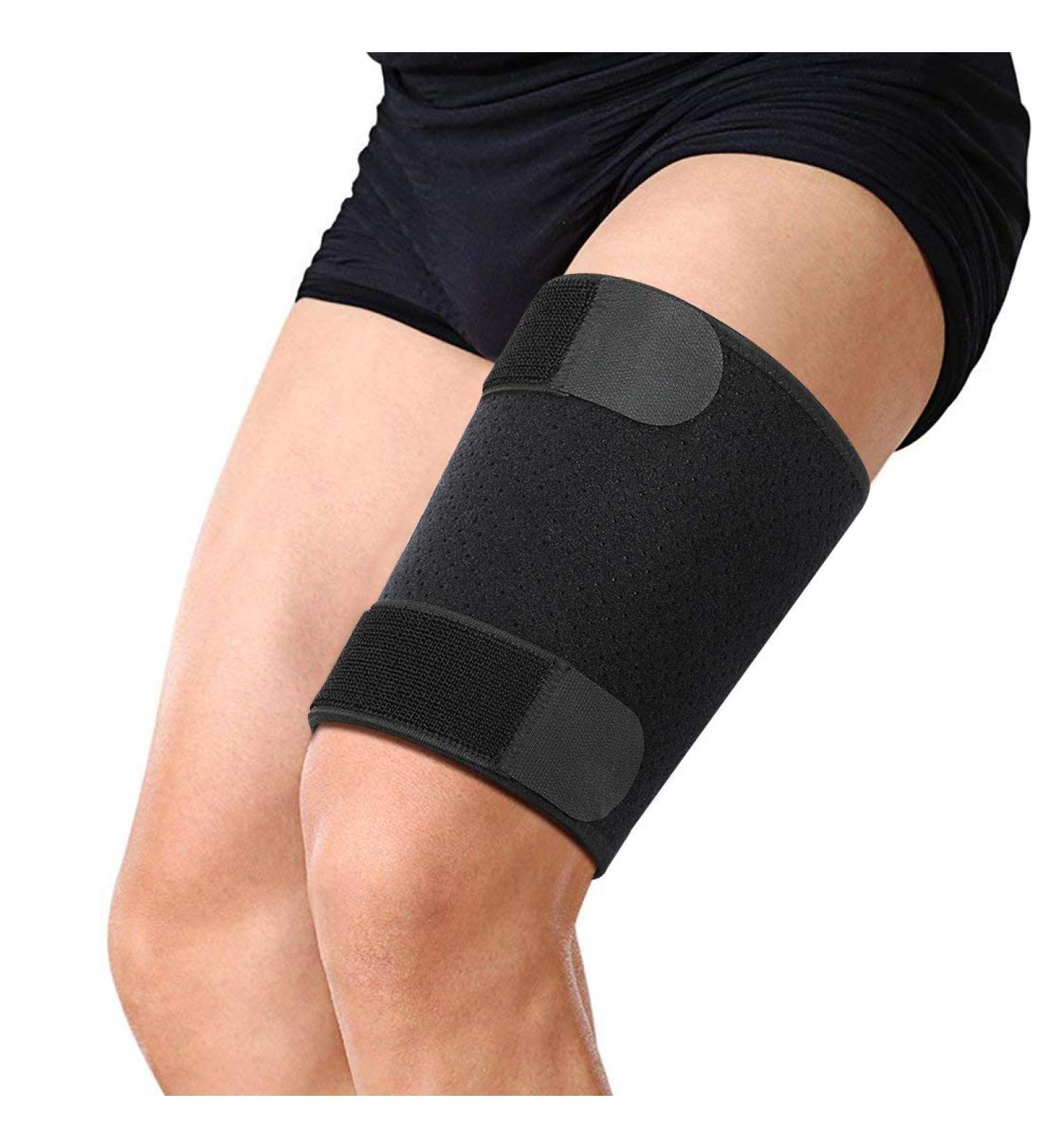 Thigh Wrap Compression Sleeve | Support for Quad & Groin Pain Relief | Breathable Non-Slip Elastic Thigh Brace for Men & Women | Ideal for Hamstring Inflammation & Swelling - Buy Online on GoSupps.com