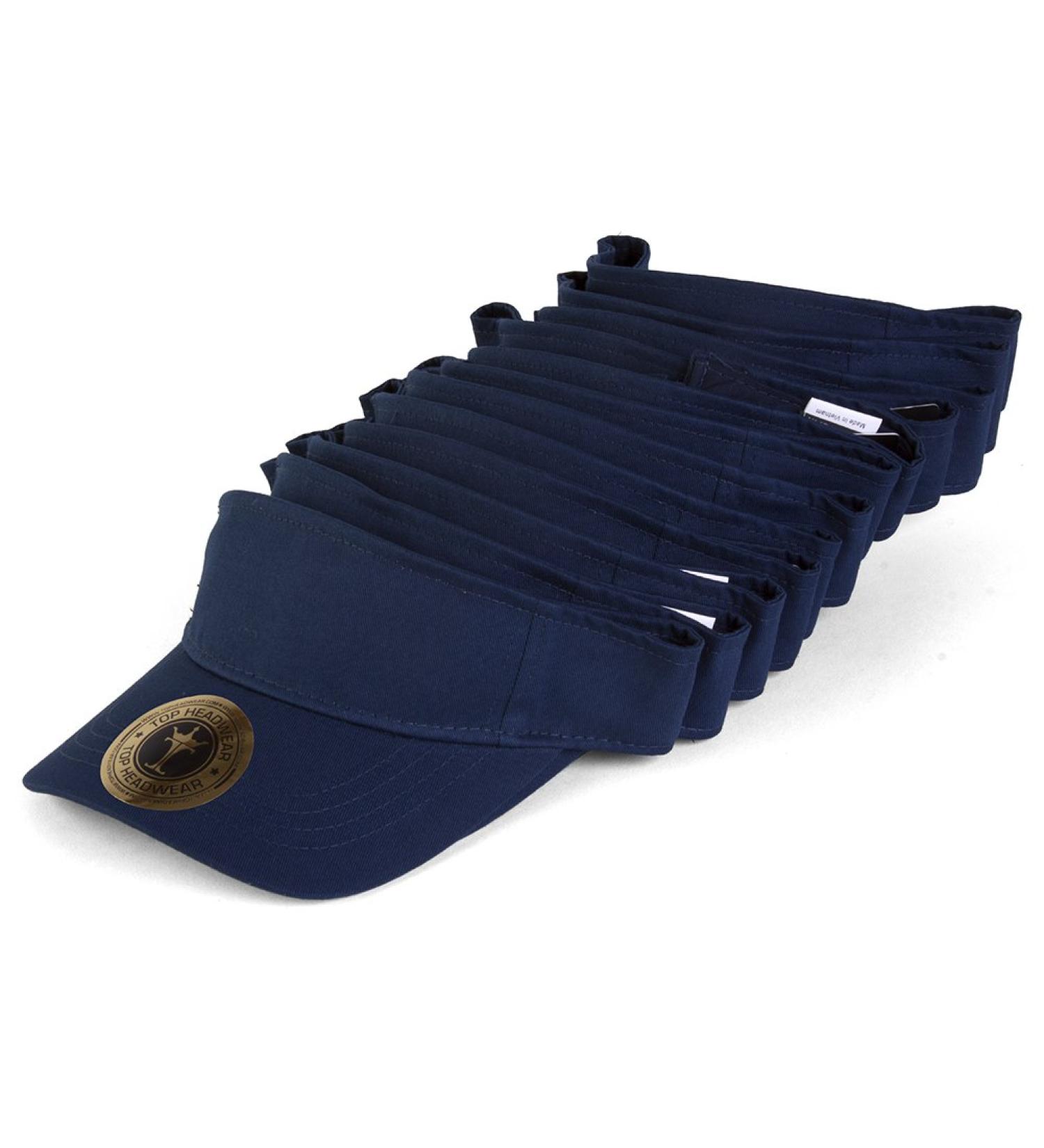TOP HEADWEAR Blank Adult Adjustable Visor Navy 12 Pack - Bulk Lot Dozen - Buy Online on GoSupps.com
