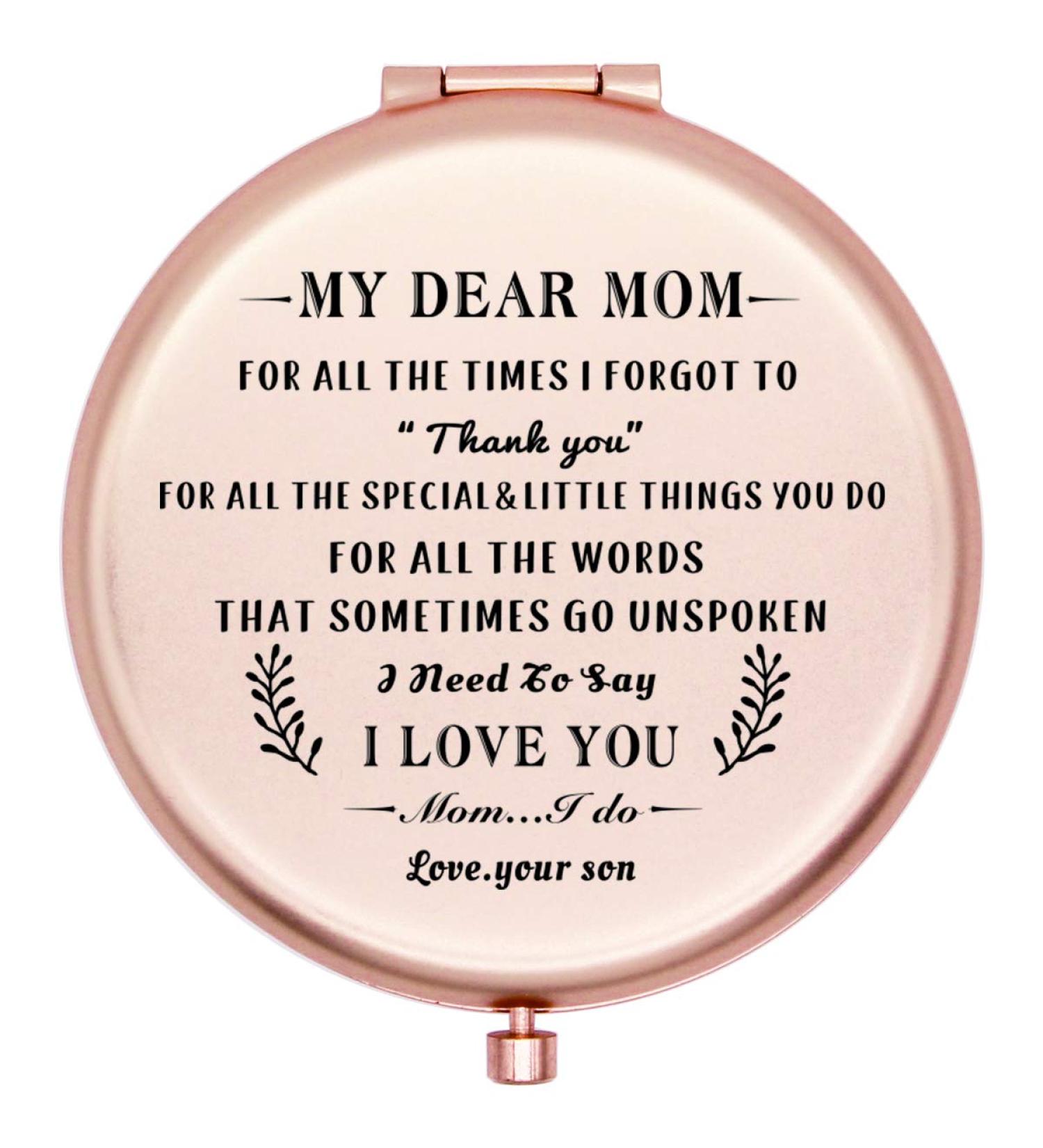 Pocket Makeup Mirror for Mom from Son - Onederful Gift for Birthday, Mother's Day & Christmas - Rose Gold - Buy Online on GoSupps.com