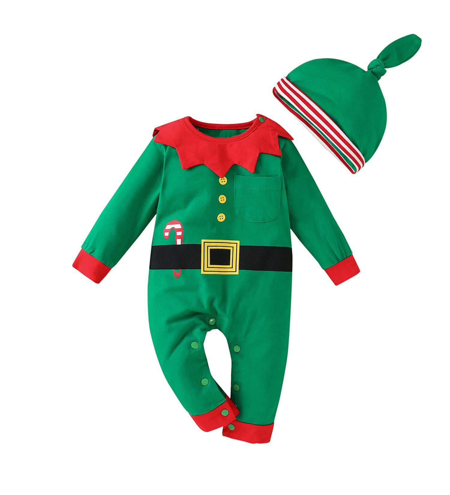 Likpoja Baby First Christmas Elf Outfit - Santa Costume with Elf Hat for Toddler Boys & Girls 6-9 Months - Buy Online on GoSupps.com