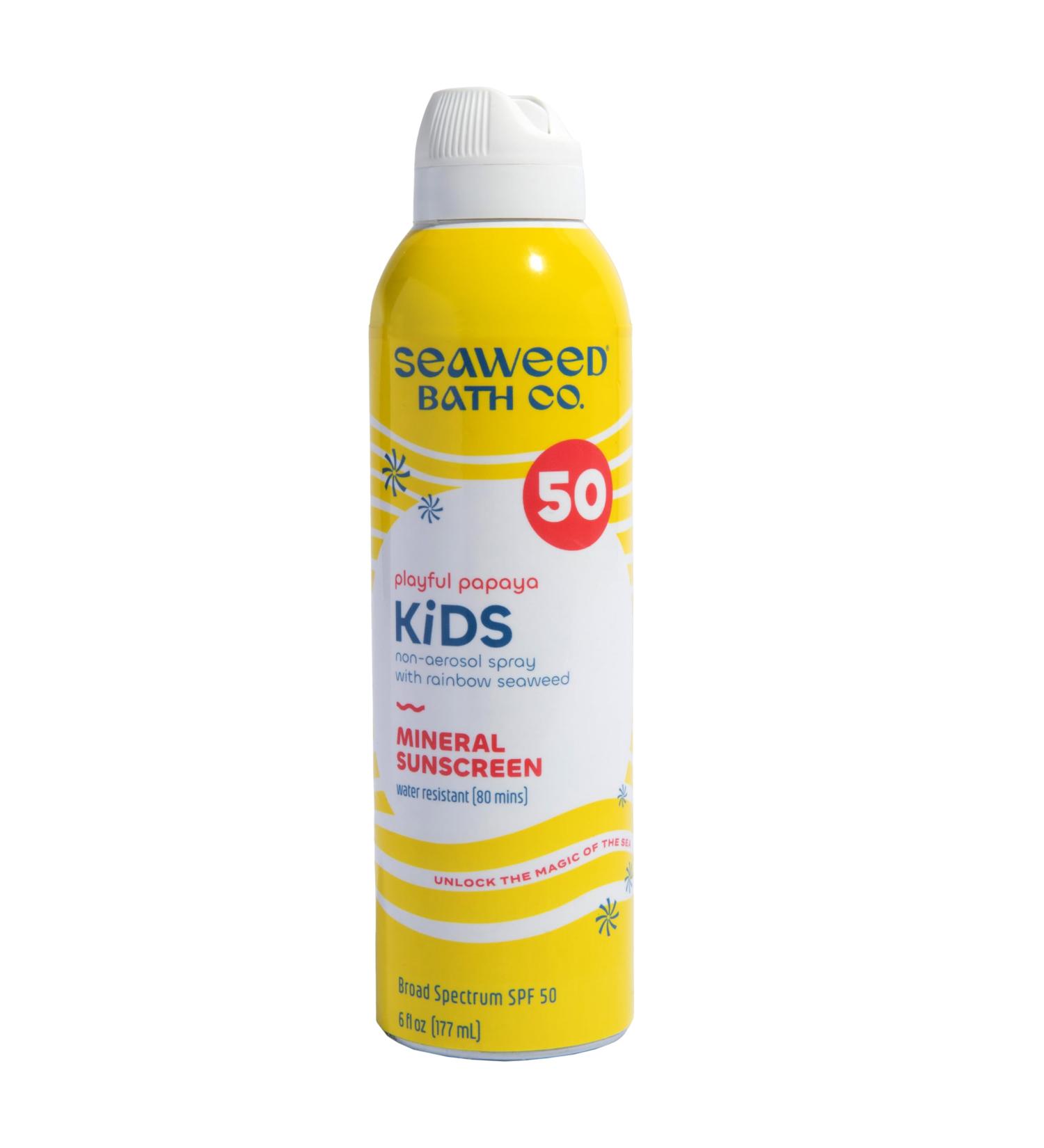 Seaweed Bath Co. Kids Mineral SPF 50 Sunscreen Spray - Water Resistant Tear Free Broad Spectrum Zinc Oxide - 6 Oz - Buy Online on GoSupps.com