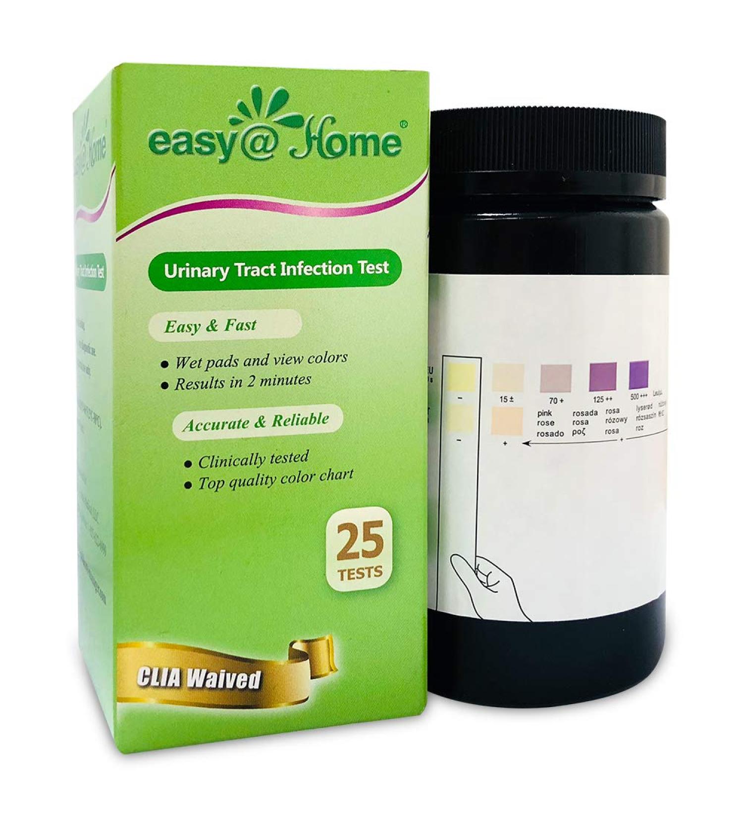EasyHome 25 Urinary Tract FSA Eligible UTI Test Strips - FDA Cleared OTC Urine Test - Monitor Bladder Health - Urinalysis (UTI-25P) 25 Count - Buy Online on GoSupps.com