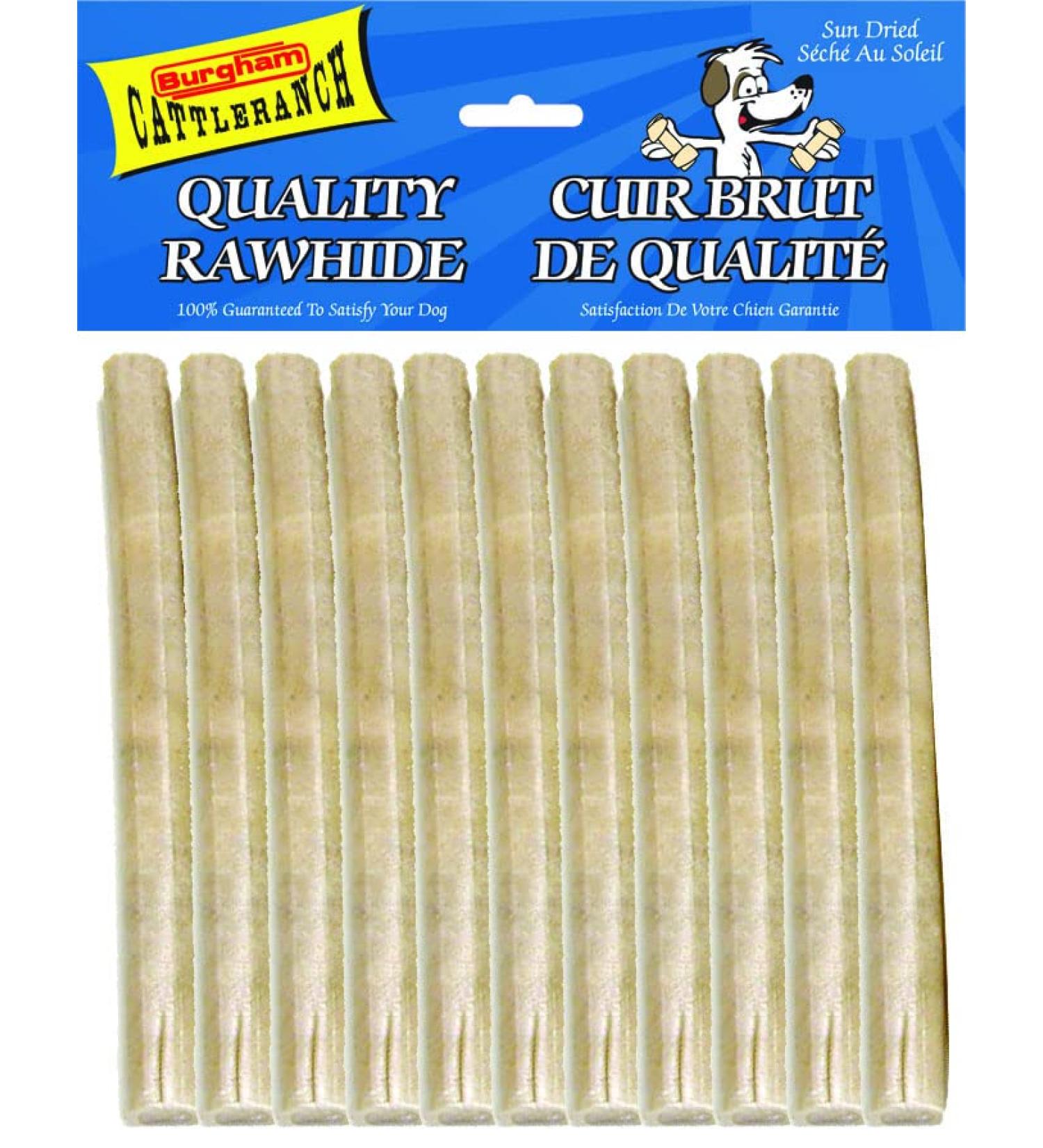 Cattle Ranch Dog Treats Rawhide Stick Chews All Natural Supports Dental Health by Reducing Tartar and Plaque Buildup High in Protein and Low in Fat Stimulates and Entertains by Satisfying Dog s Natural Urge to Chew (10 pk 10"x20mm) - Buy Online on GoSupps.com