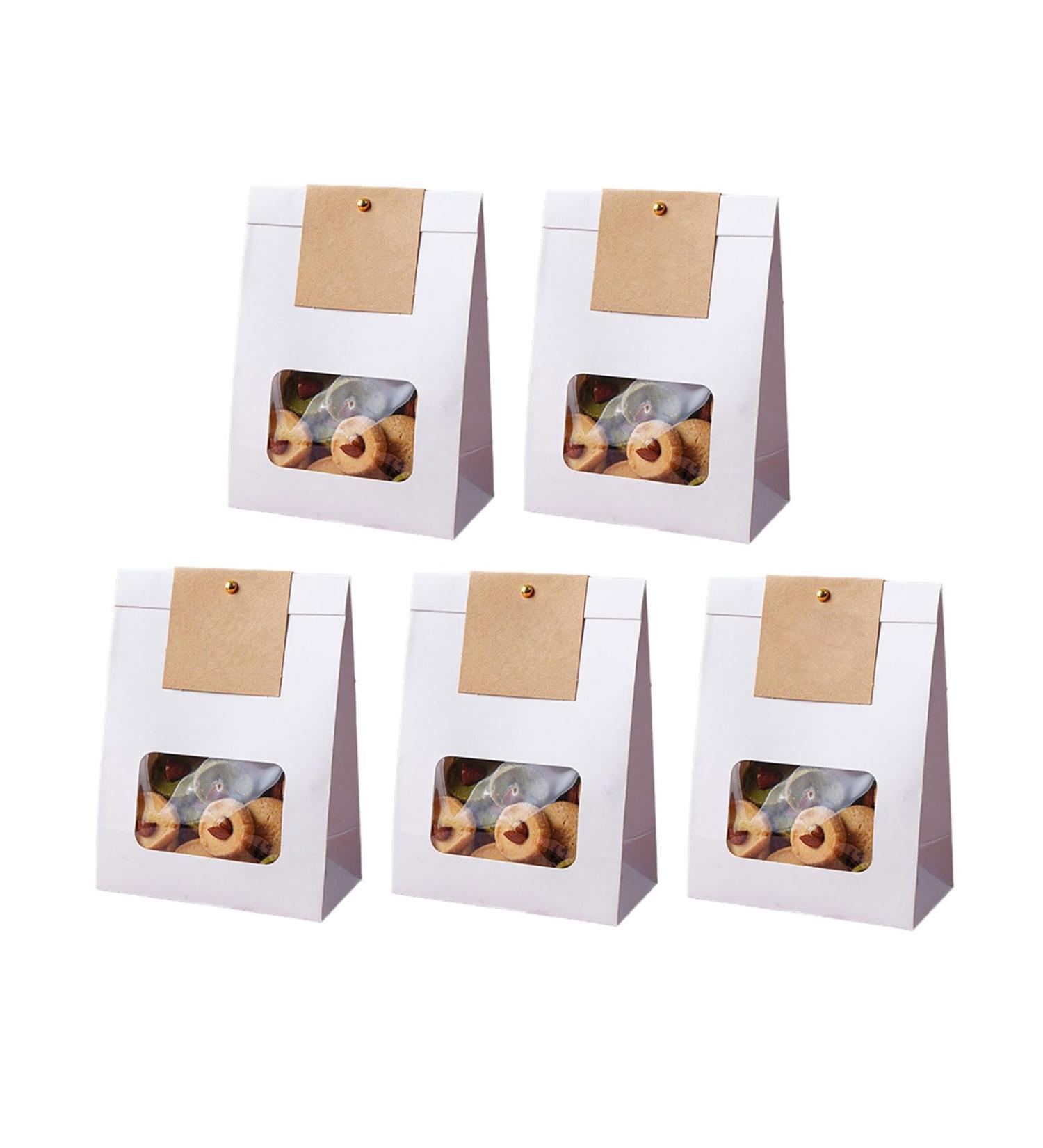 Set Of 50 Convenient Paper Bags For Bread Clear Window Cookie Packaging Bag Practical Food Package Bag For Parties - Buy Online on GoSupps.com
