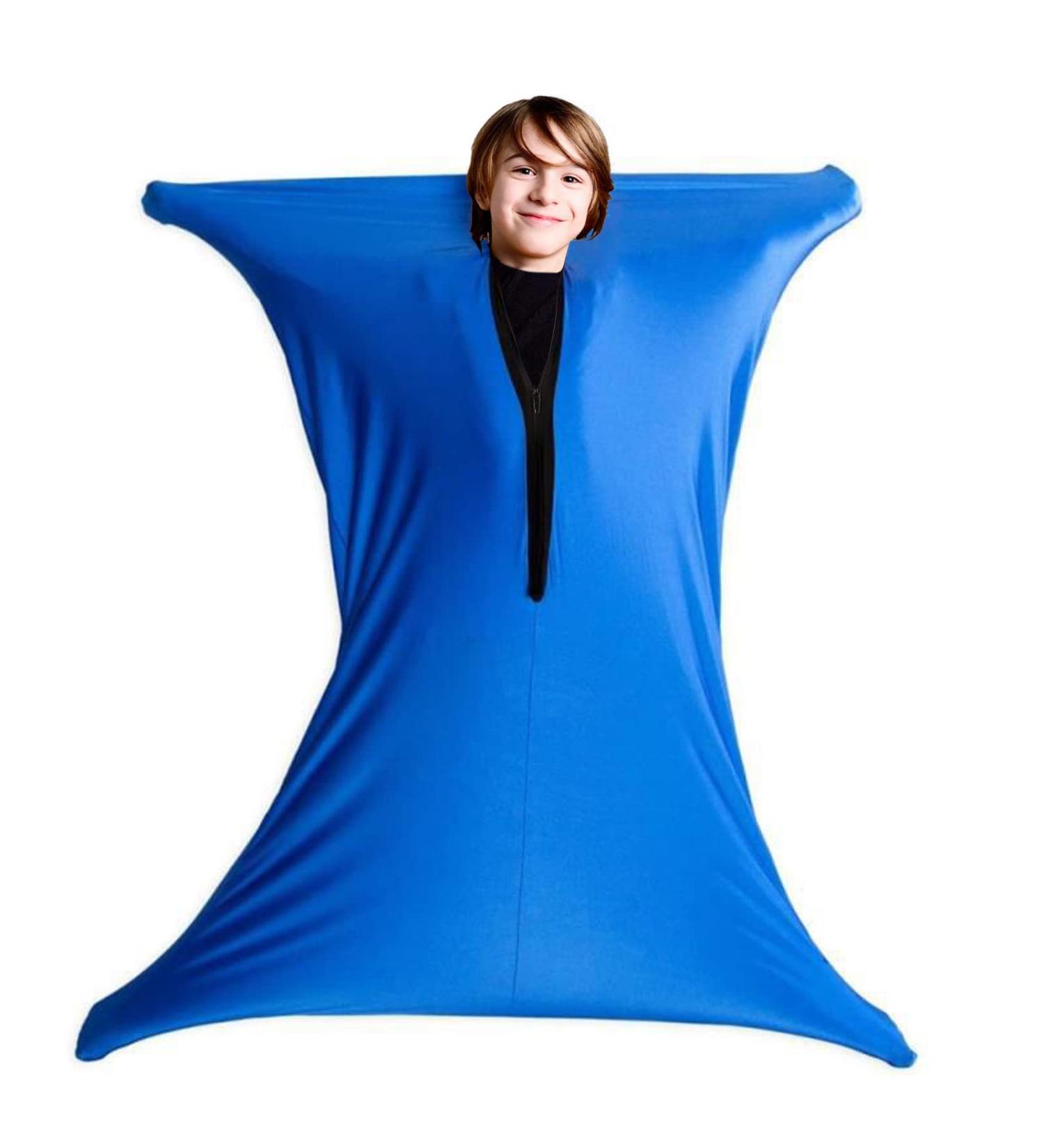 Runmeihe Sensory Body Sock for Kids 55"x28" Full-Body Wrap Stretchy Body Sox to Relieve Stress for Children with Autism Anxiety (Height 140-160CM) L(140-160CM) Blue - Buy Online on GoSupps.com