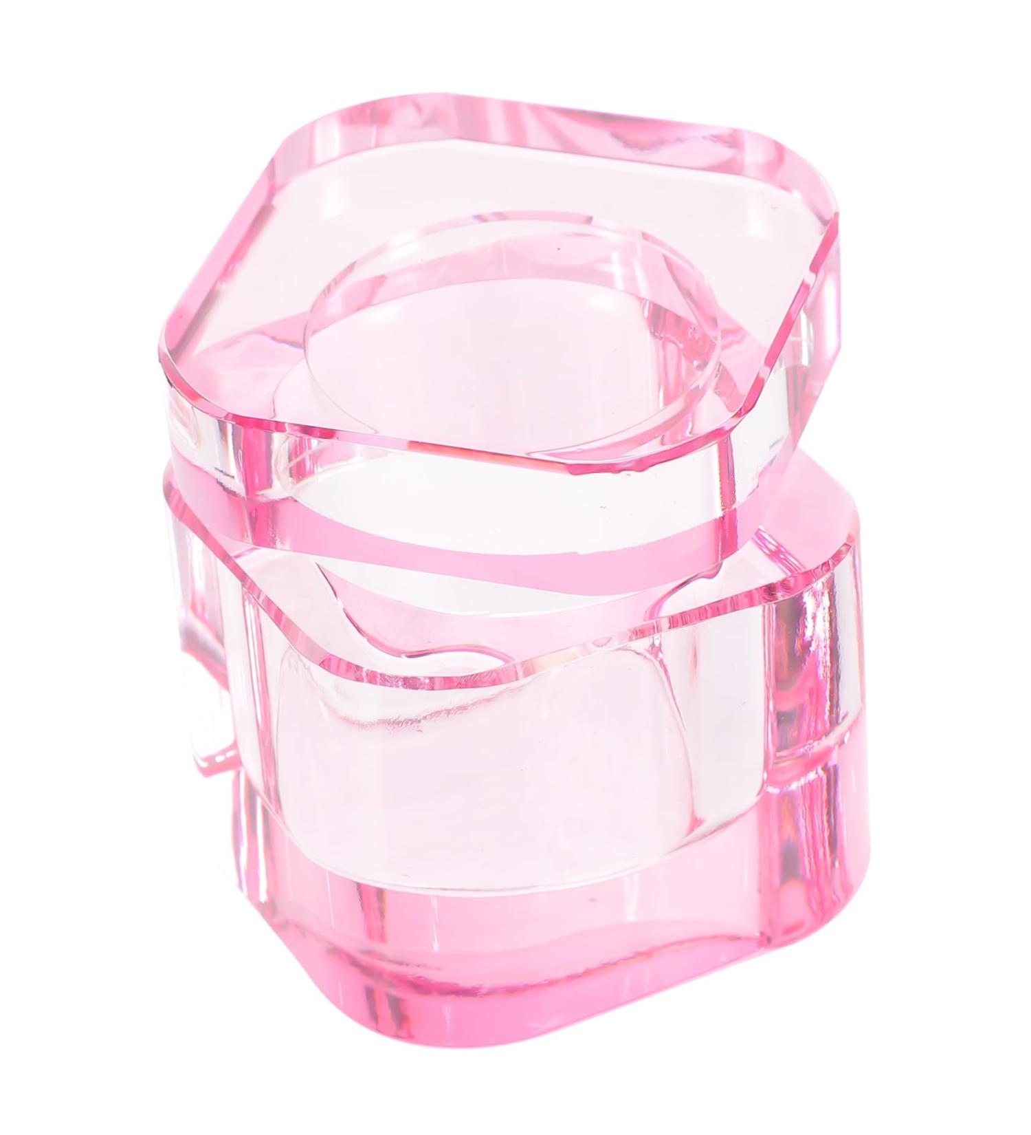 SOESFOUFU Glass Jar Nail Art Brush Cup Pink Crystal Glass Heart-shaped Manicure Tools Acrylic Nails 5.70X5.40X5.40CM Pink - Buy Online on GoSupps.com