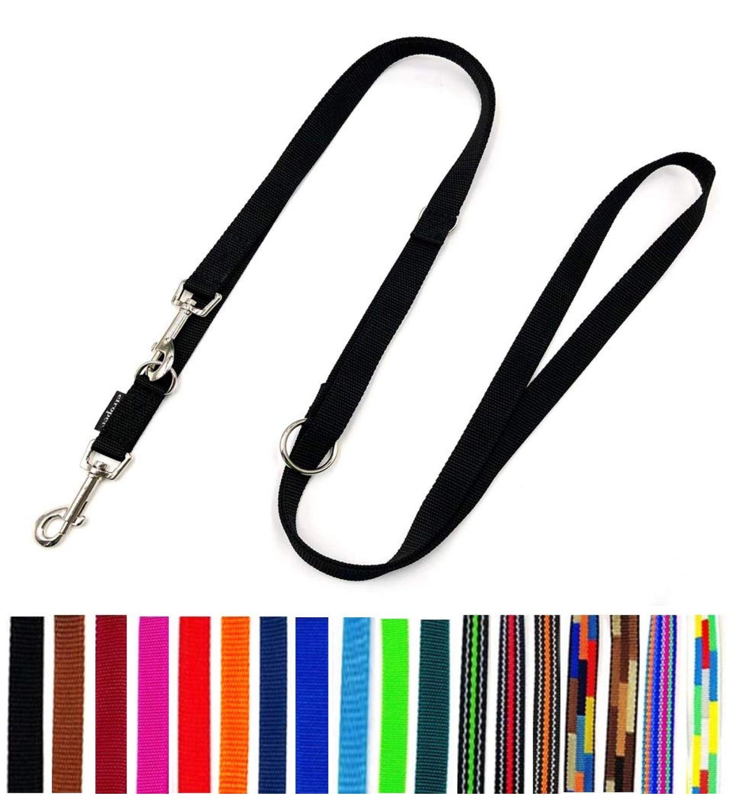 Dog leash double leash adjustable 2m / 2.40m / 2.80m / 3.50m / 5m large dogs 20mm/25mm (Black 20mm 2.00m) Black 20mm 2.00m