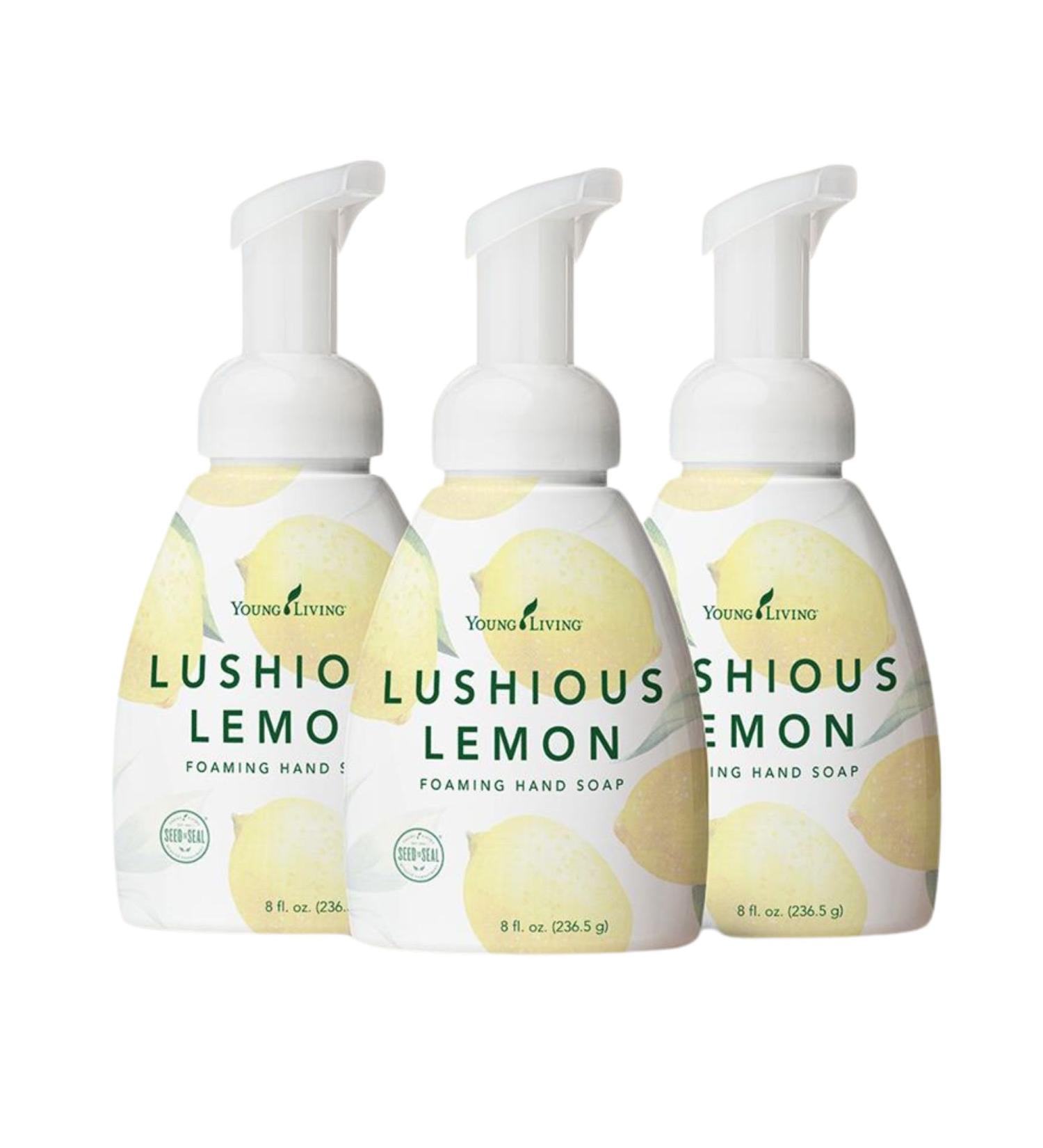 Young Living Lushious Lemon Foaming Hand Soap 8 fl oz 3-Pack | Plant-Based Citrusy Cleanser with Aloe & Ginkgo Biloba | Soft Hand Wash - Buy Online on GoSupps.com