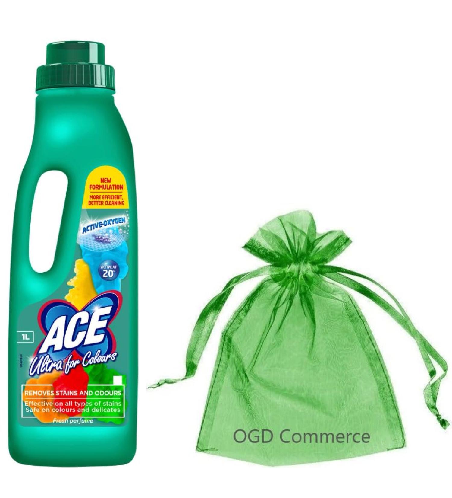 Ace Ultra for Colours Remove stains & odours Hygienic Cleaning 1L Fresh Perfume + Gift For you Organza small bag - Buy Online on GoSupps.com