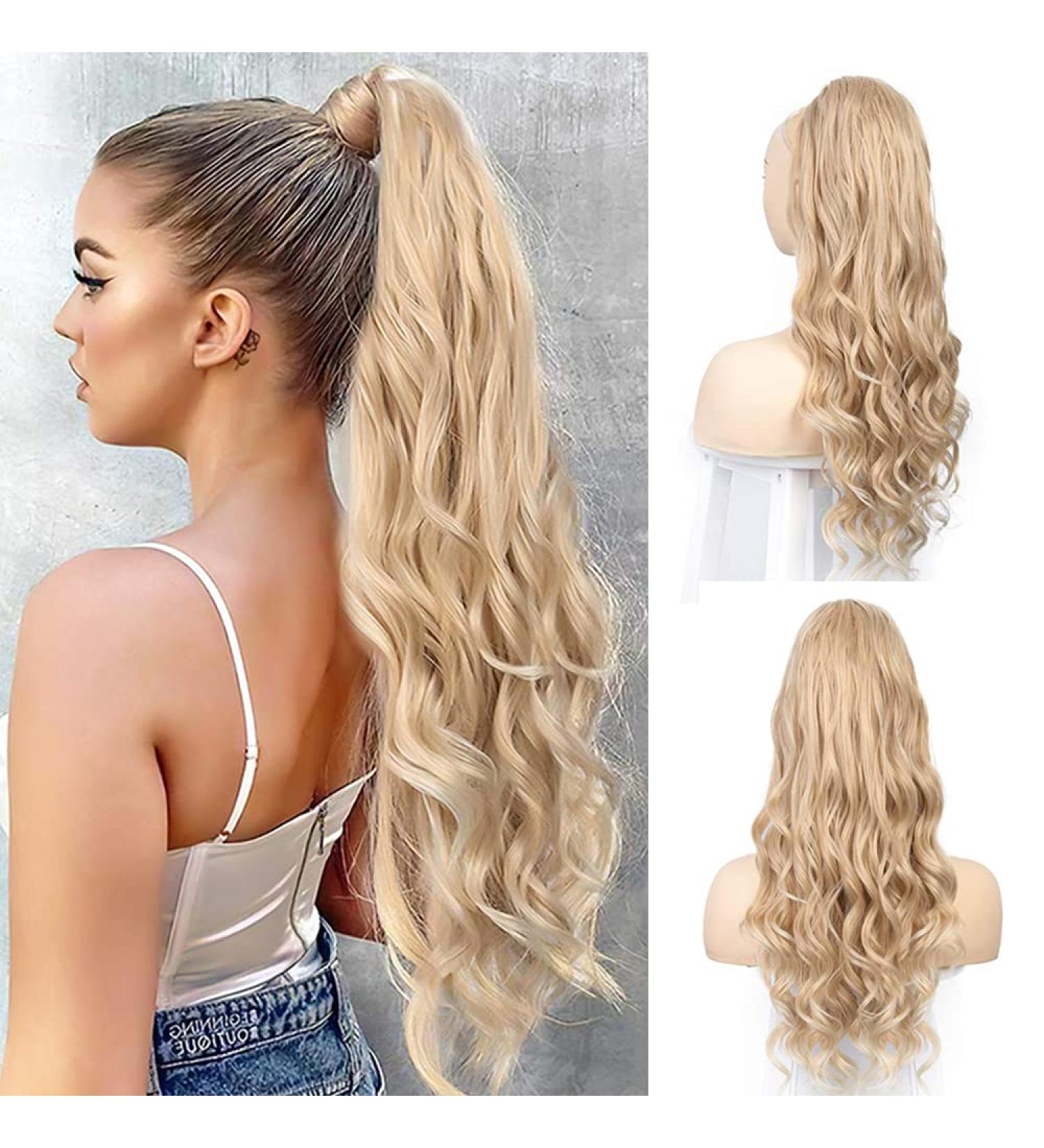 Pferdeschwanz Hair Clip Extension - Natural Blonde Afro Curly Ponytail for Braids 24/613 - 60.96 cm (1 Pack) - International Shipping Available - Buy Online on GoSupps.com