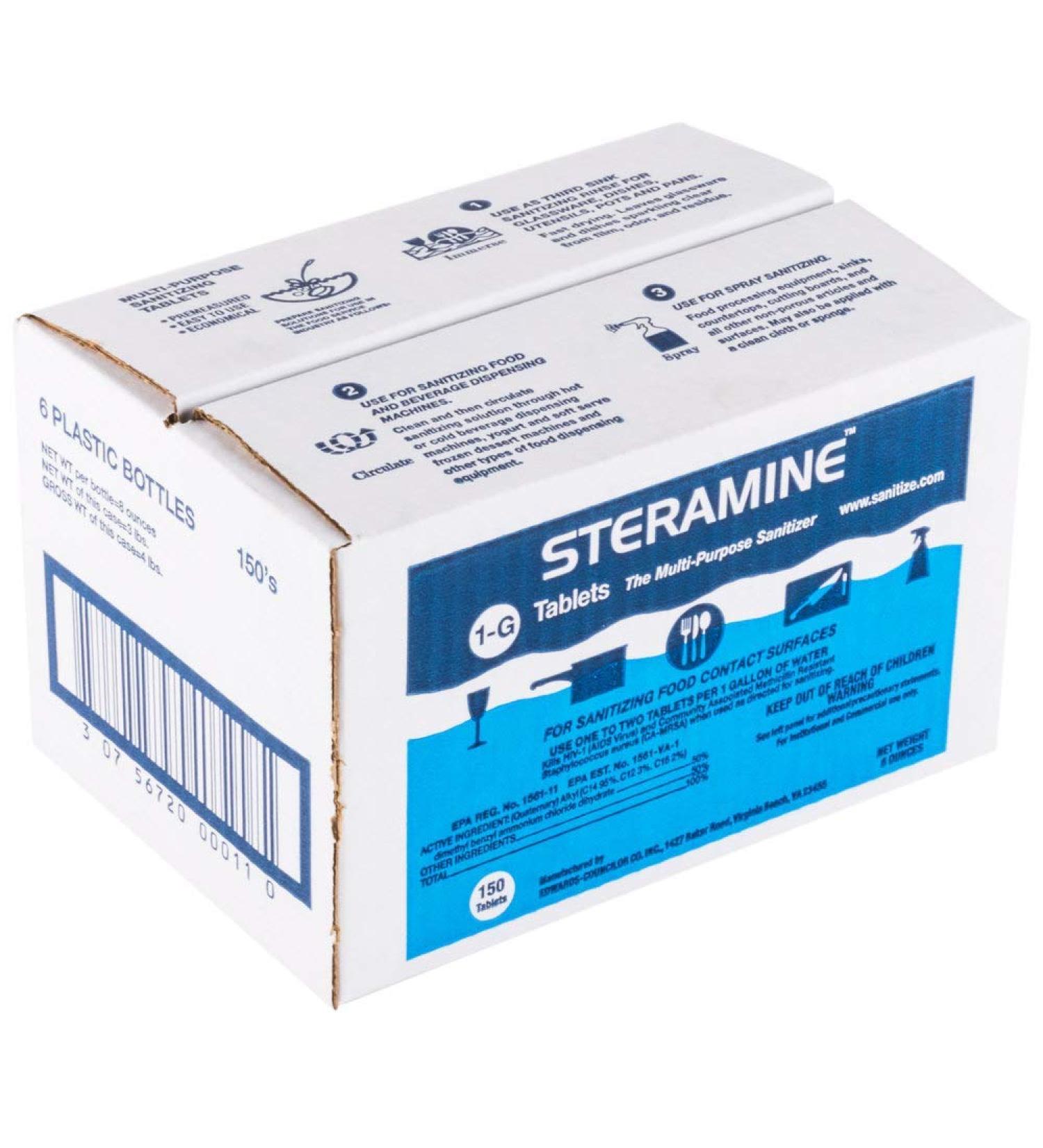Edwards-Councilor S150E48 Steramine Sanitizer Tablets - 150 Count Bottle (Pack of 6) | Sanitabs for Effective Sanitization - Buy Online on GoSupps.com